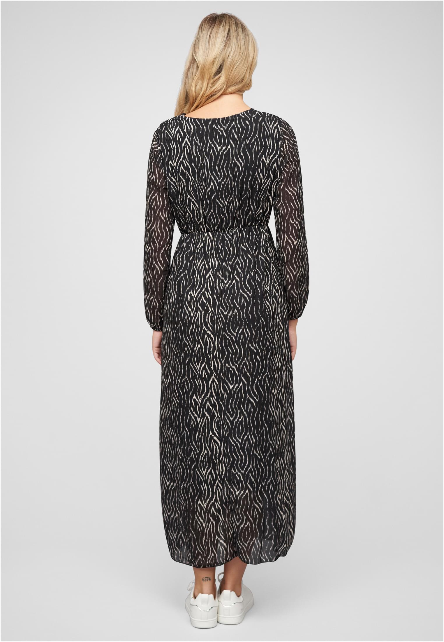 Langed Chiffon Kleid V-Neck Viskoseeinsatz black/white L - variant image 2