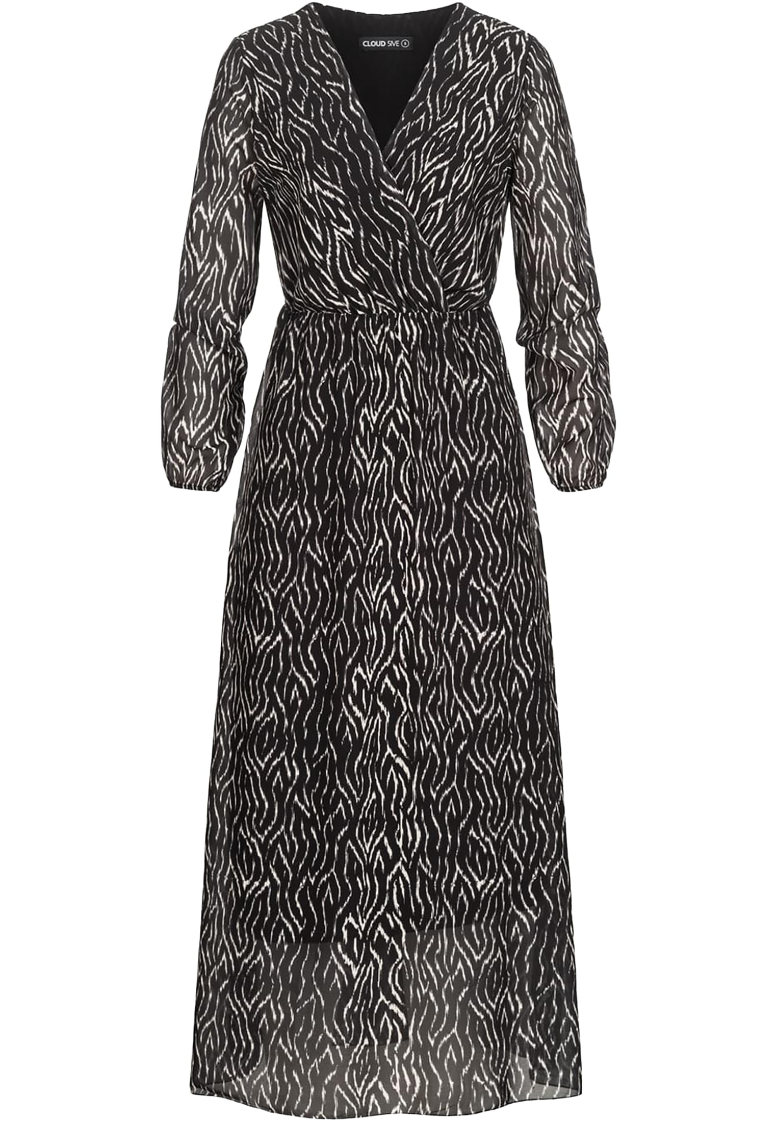 Langed Chiffon Kleid V-Neck Viskoseeinsatz black/white L - variant image 5