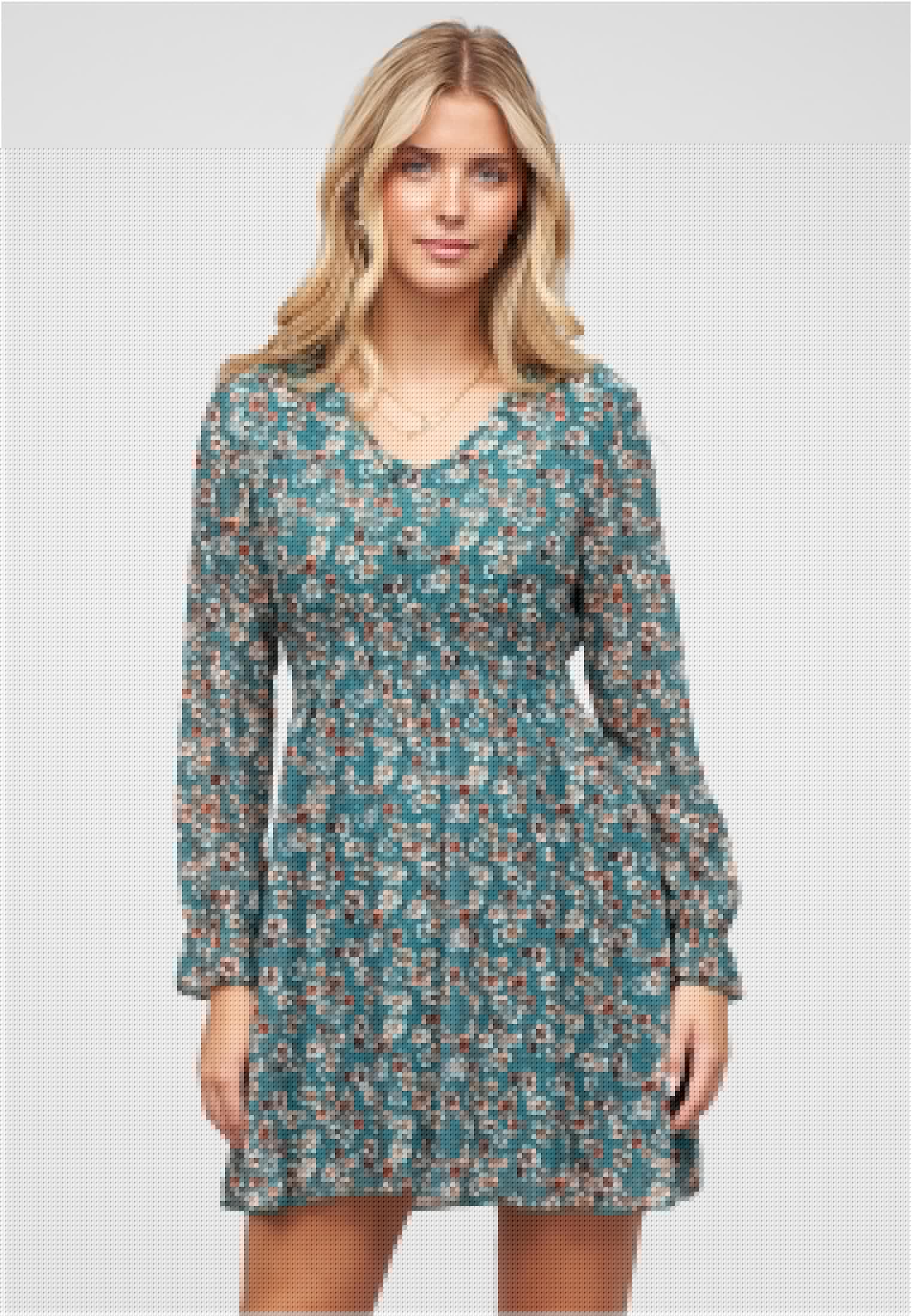 Chiffon Kleid V-Neck breiter Gummibund blue L - alternate variant 1