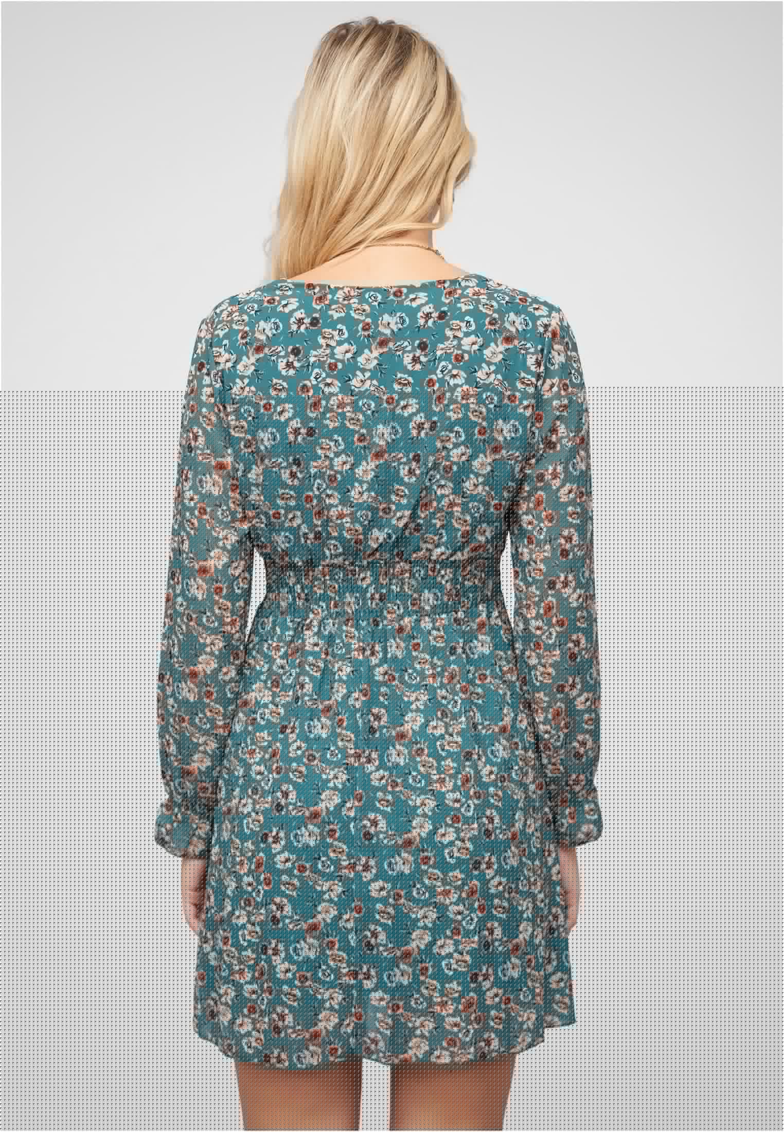 Chiffon Kleid V-Neck breiter Gummibund blue L - variant image 2