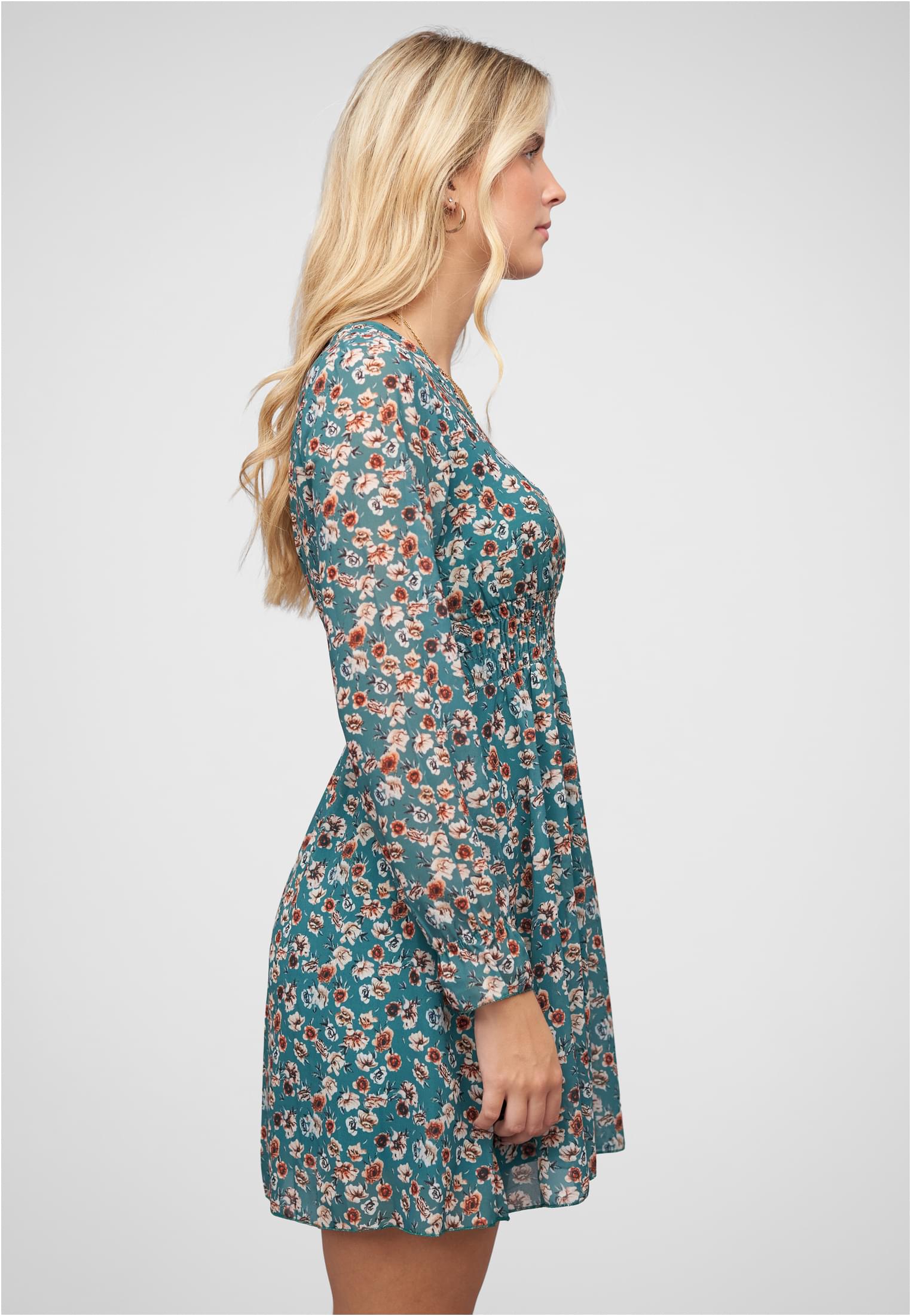 Chiffon Kleid V-Neck breiter Gummibund blue L - variant image 3