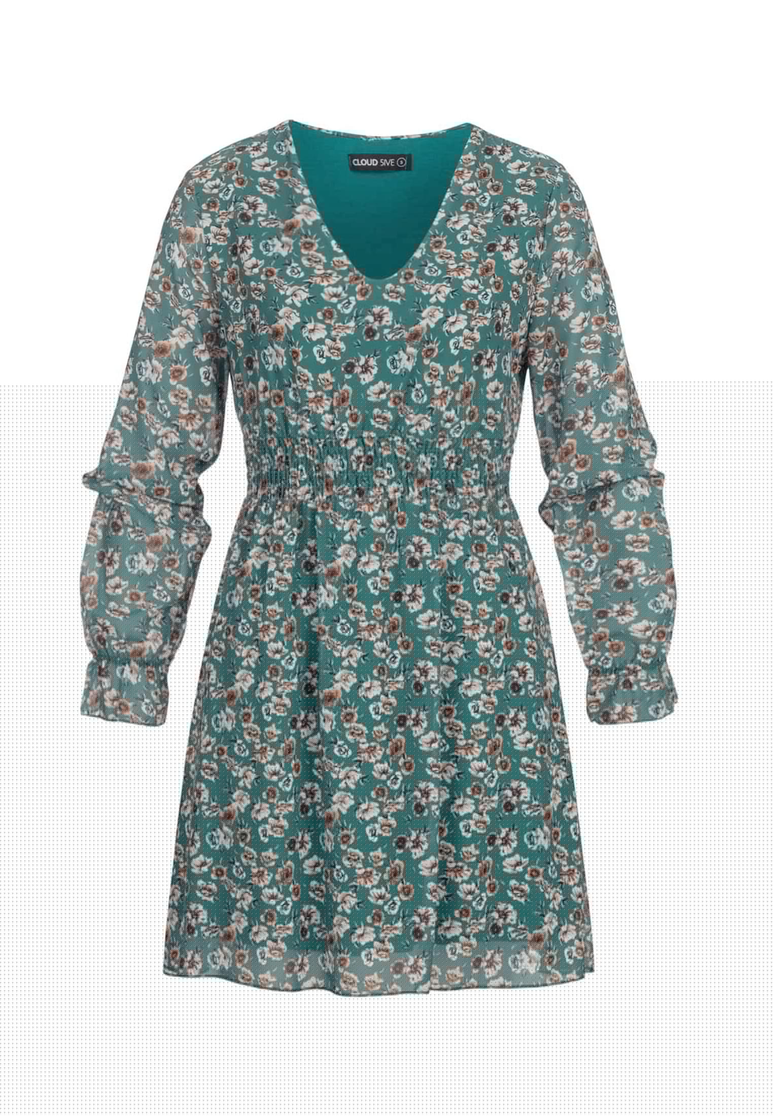 Chiffon Kleid V-Neck breiter Gummibund blue L - variant image 6