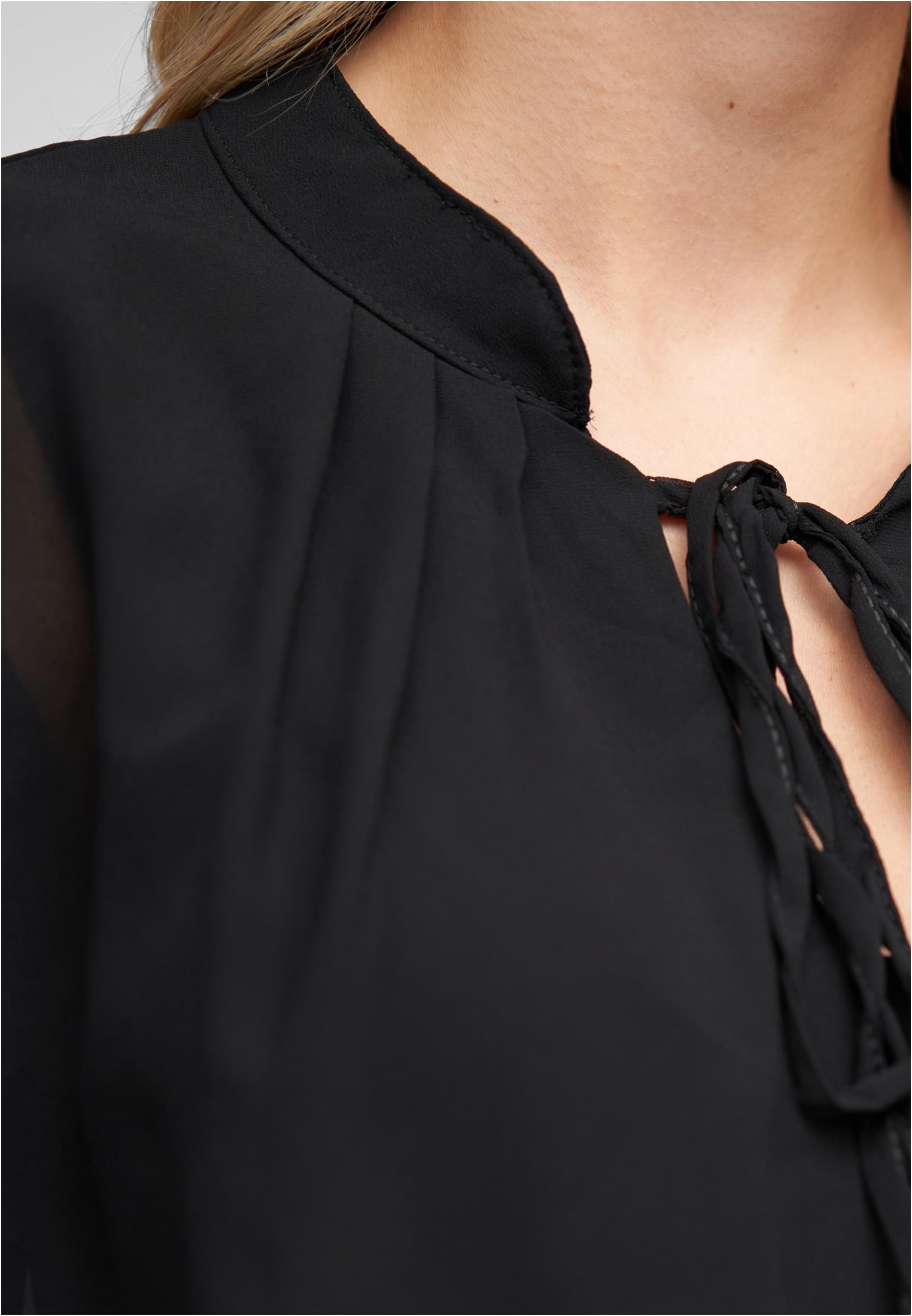 Chiffon Bluse mit Stehkragen und Bindedetail black L - variant image 5