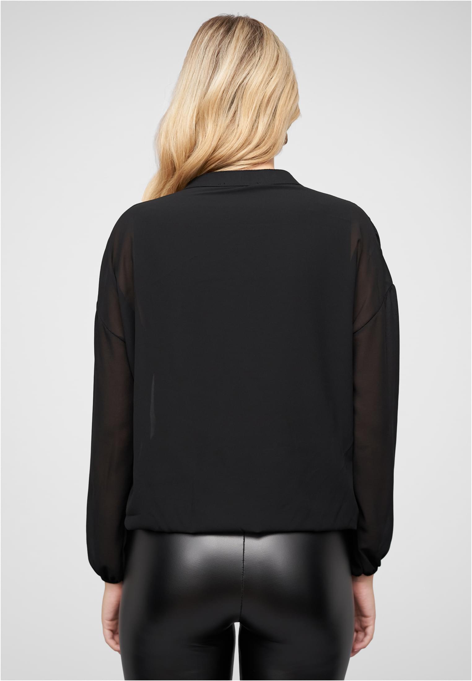 Chiffon Bluse mit Stehkragen und Bindedetail black L - variant image 2