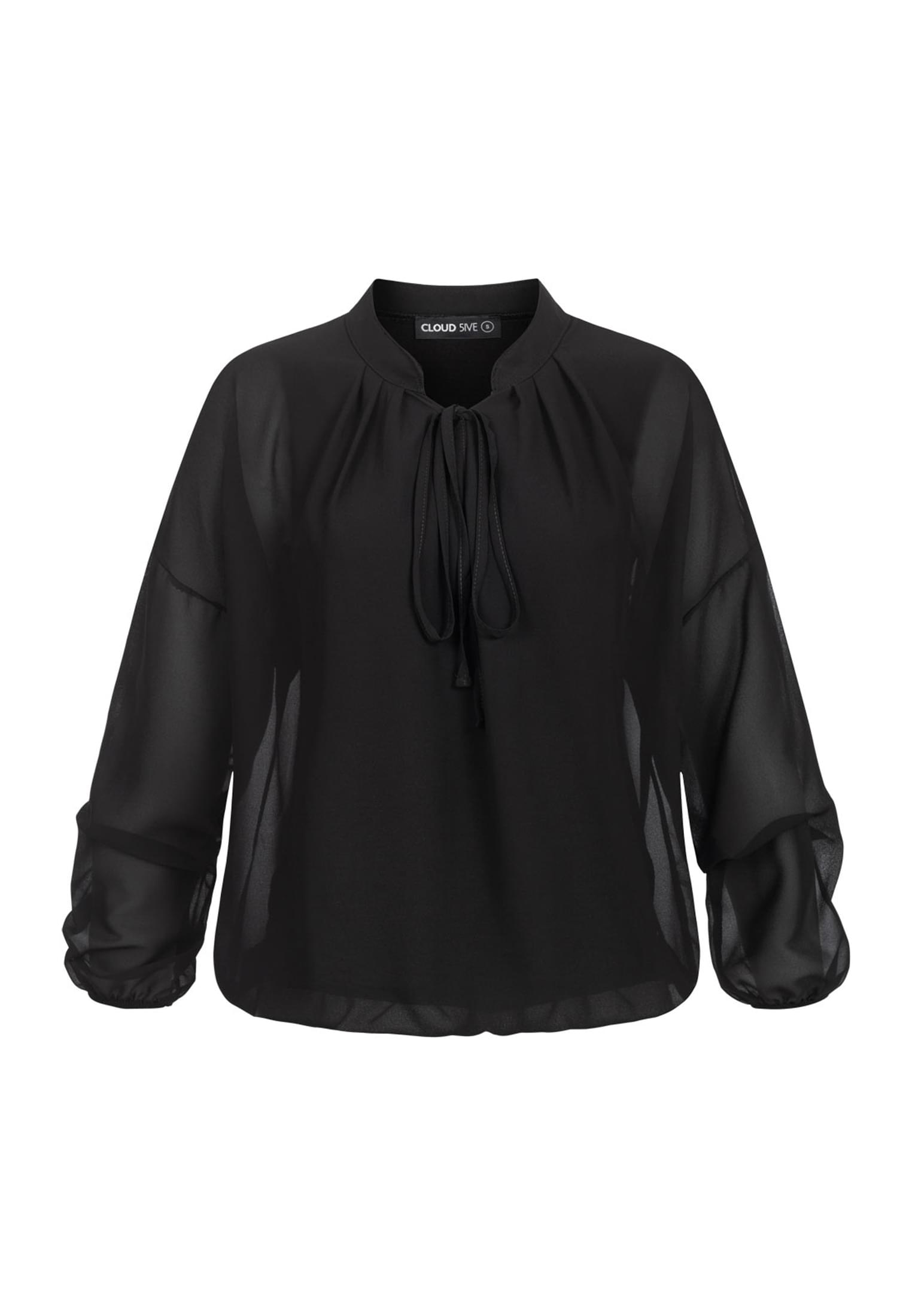 Chiffon Bluse mit Stehkragen und Bindedetail black L - variant image 6
