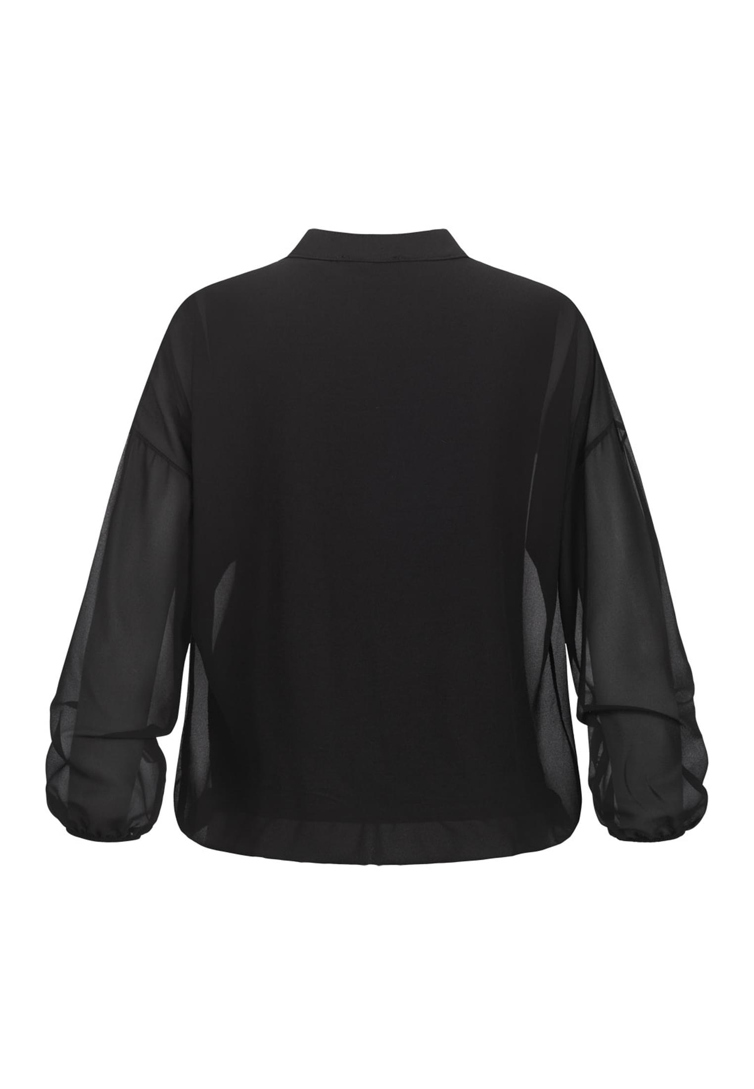 Chiffon Bluse mit Stehkragen und Bindedetail black L - variant image 7