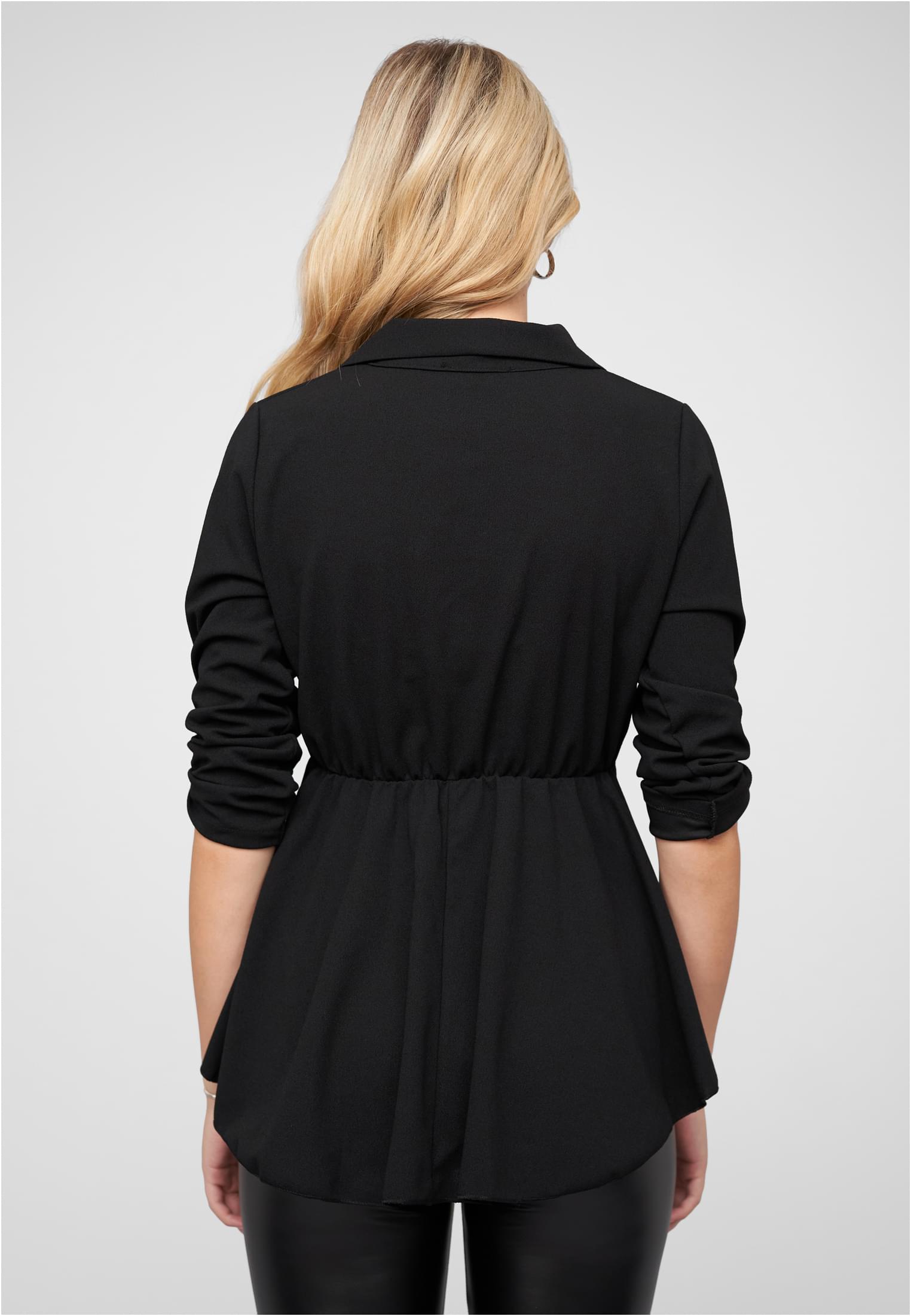 Turn-Up Bluse mit Knopfleiste und Volant black L - variant image 2