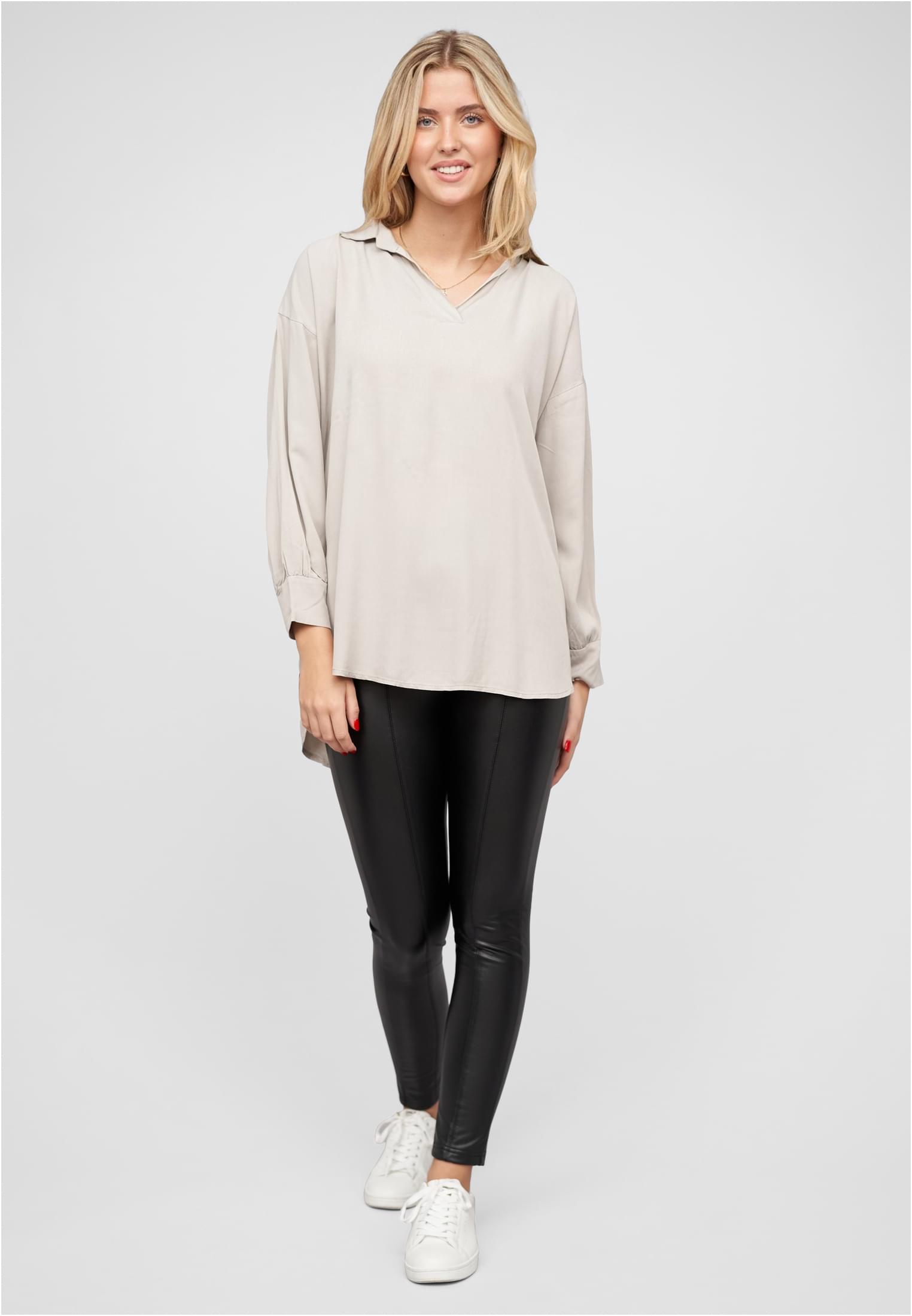 Polo V-Neck Viskose Bluse Vokuhila grey L - variant image 4