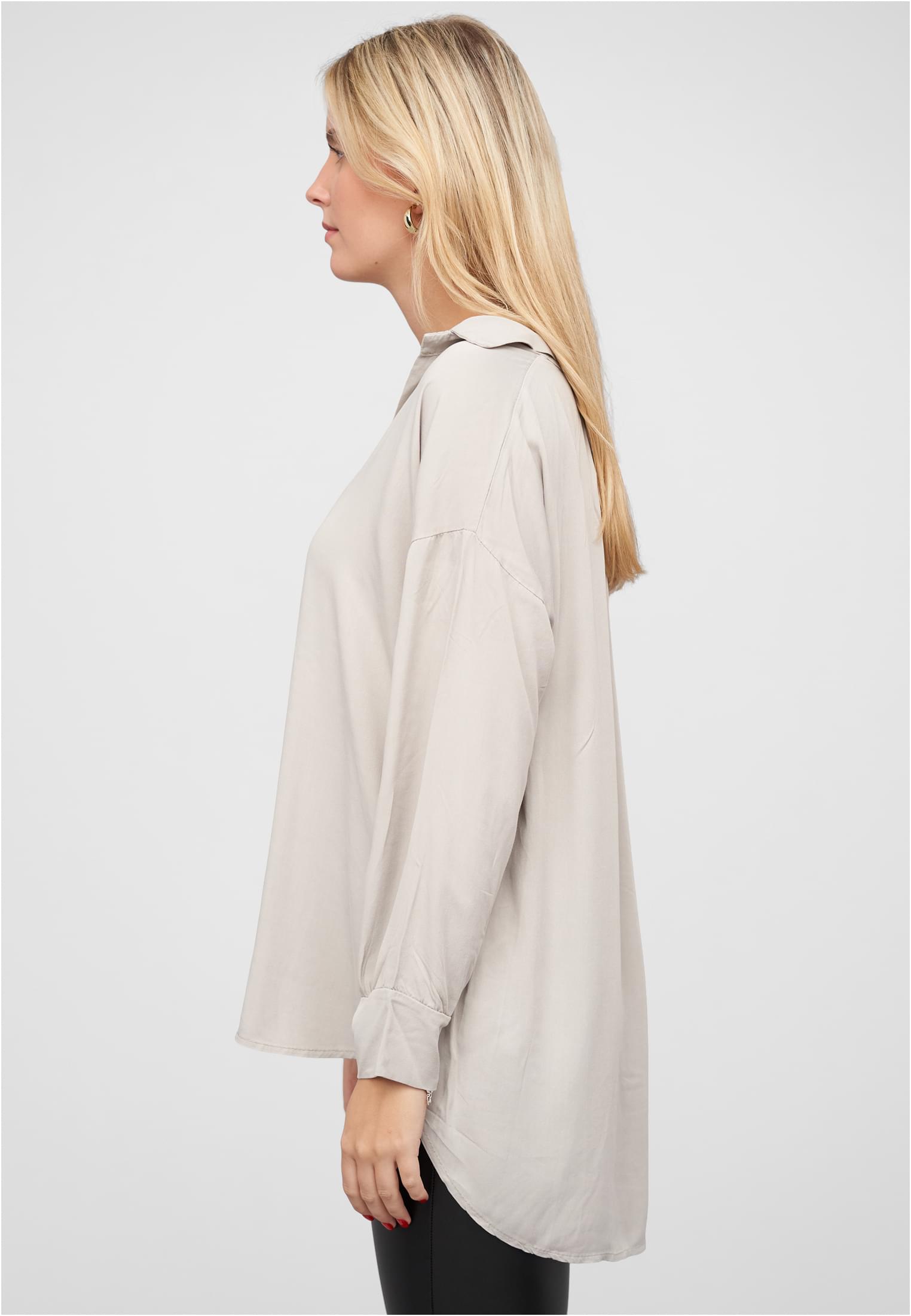 Polo V-Neck Viskose Bluse Vokuhila grey L - variant image 1