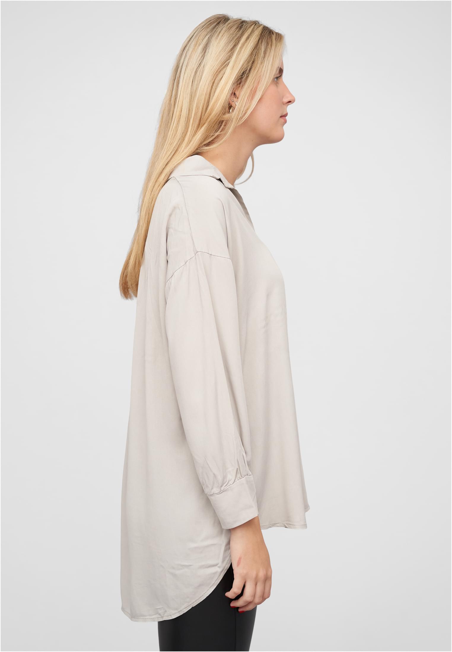 Polo V-Neck Viskose Bluse Vokuhila grey L - variant image 3