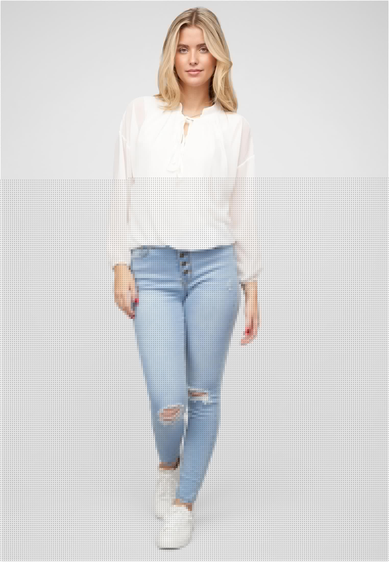 Chiffon Bluse mit Stehkragen und Bindedetail white L - variant image 4