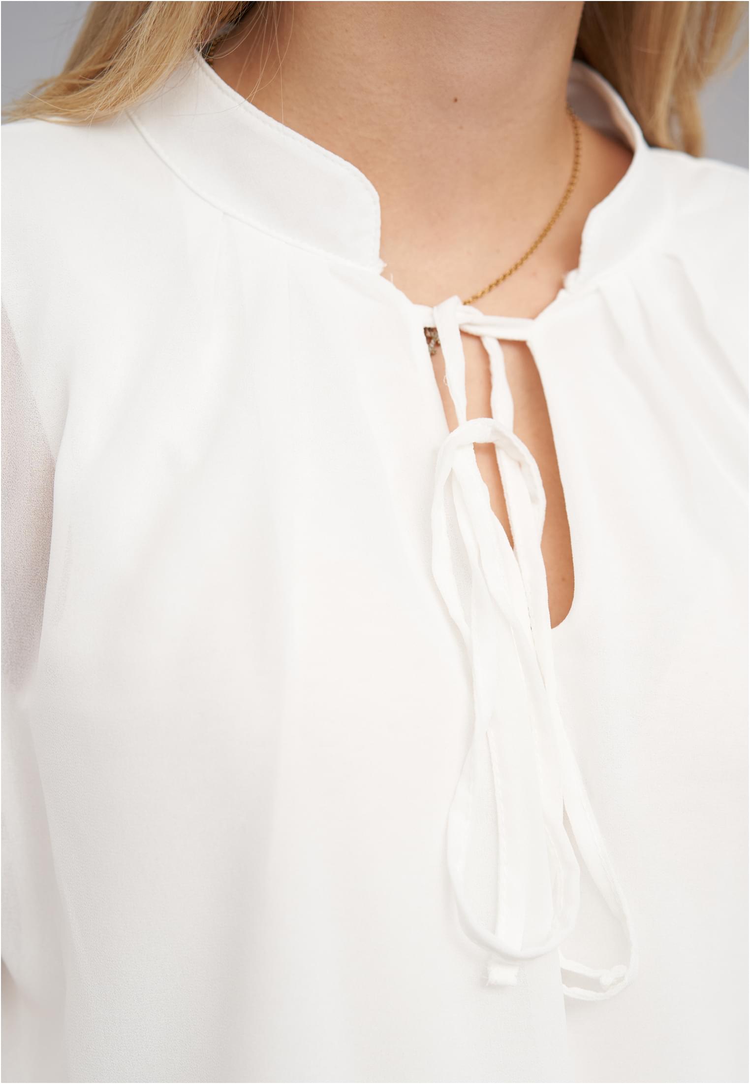 Chiffon Bluse mit Stehkragen und Bindedetail white L - variant image 5