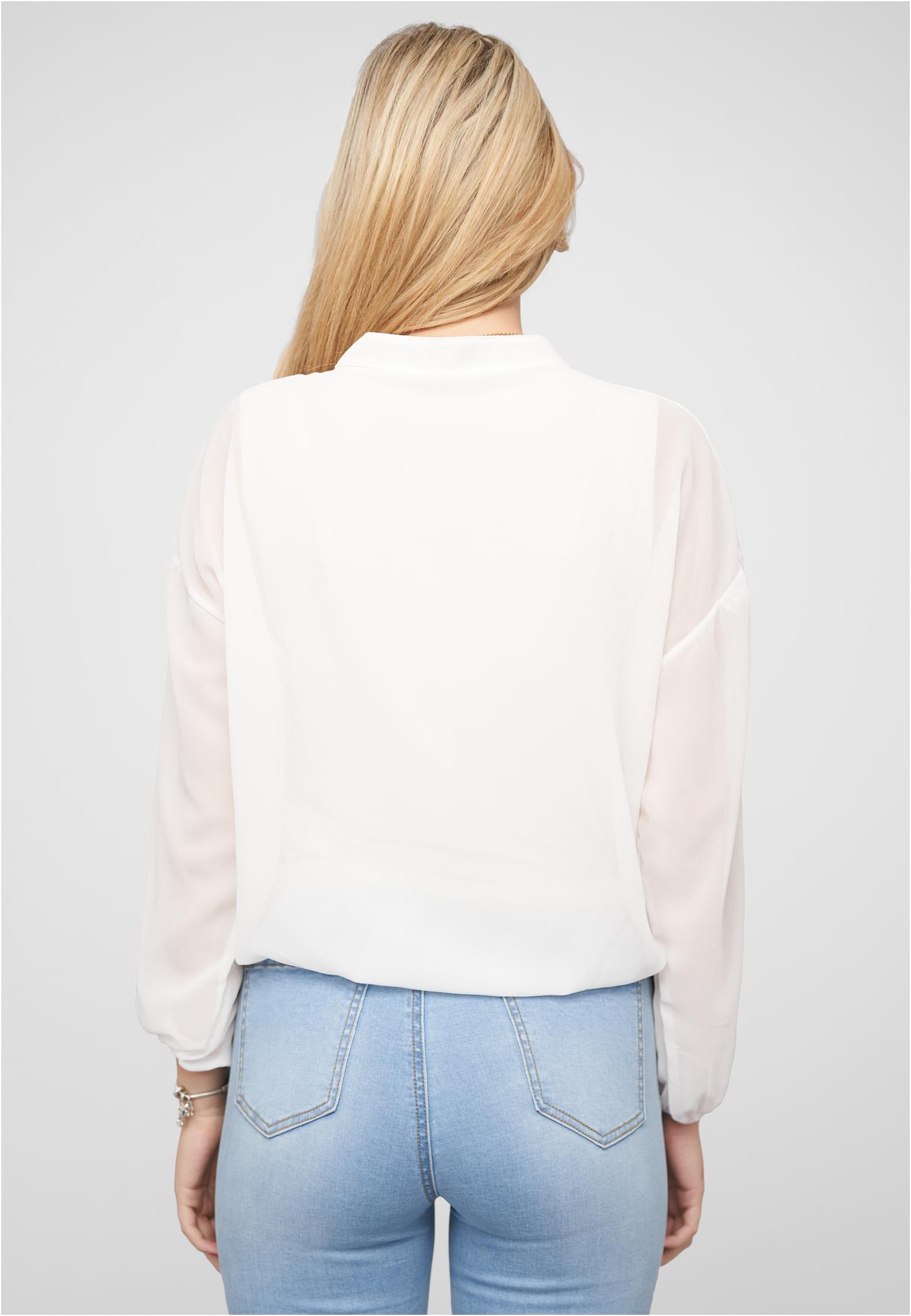 Chiffon Bluse mit Stehkragen und Bindedetail white L - variant image 2