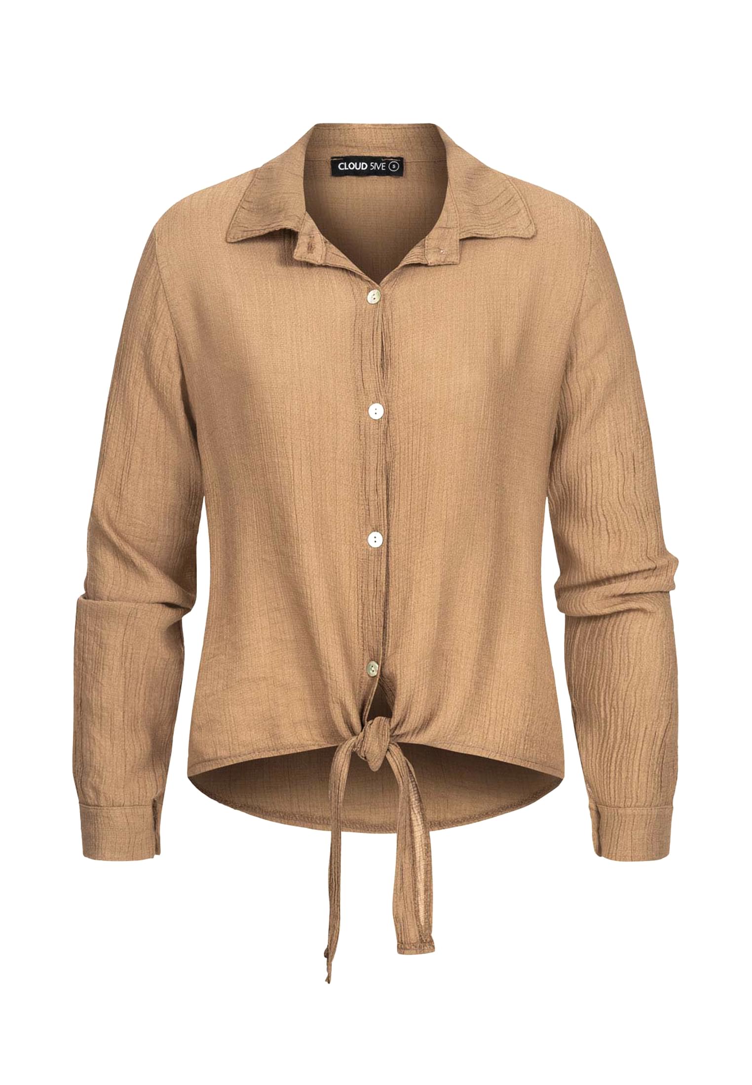 Viskose Strukturbluse mit Bindedetail vorne camel L - variant image 6