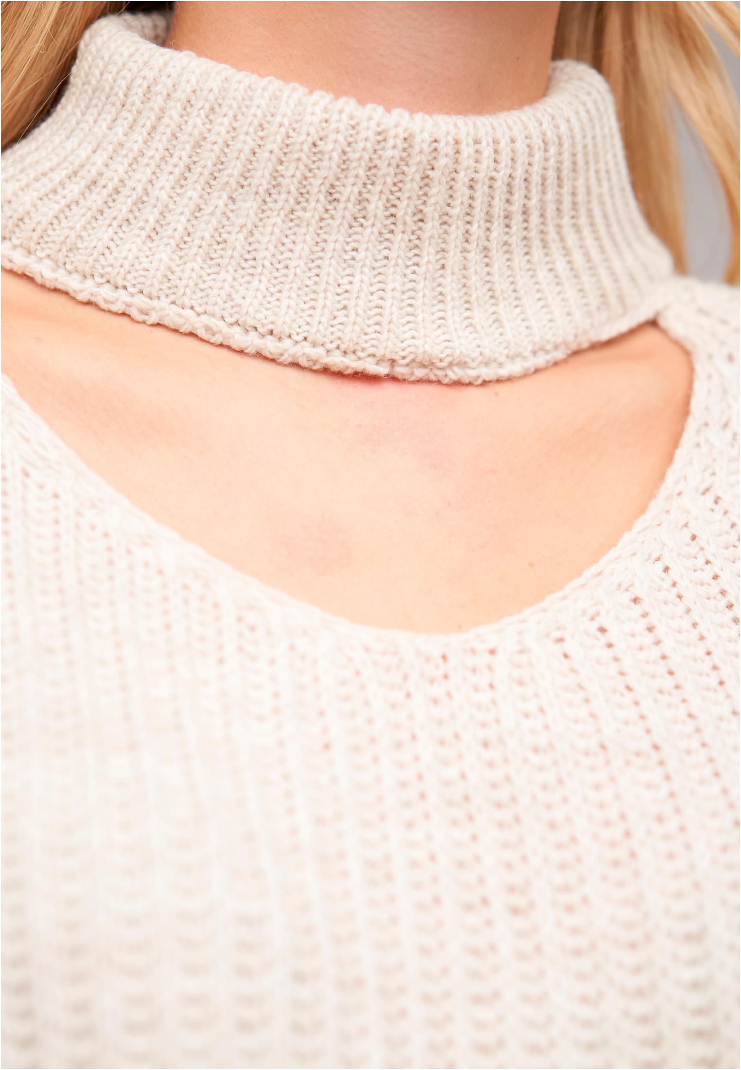 Pullover mit Stehrollkragen und V-Ausschnitt beige L - variant image 5