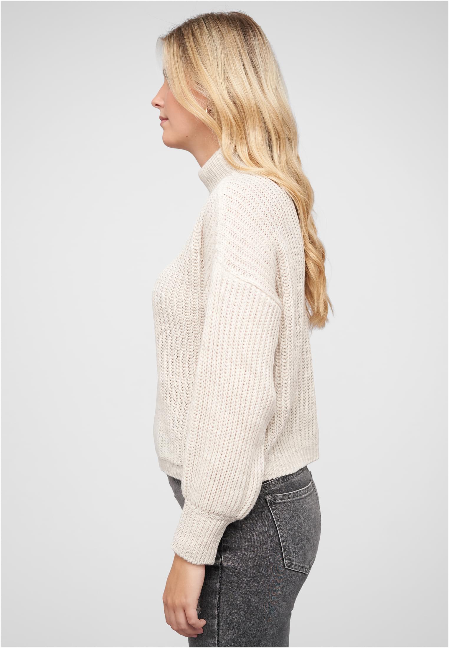 Pullover mit Stehrollkragen und V-Ausschnitt beige L - variant image 1
