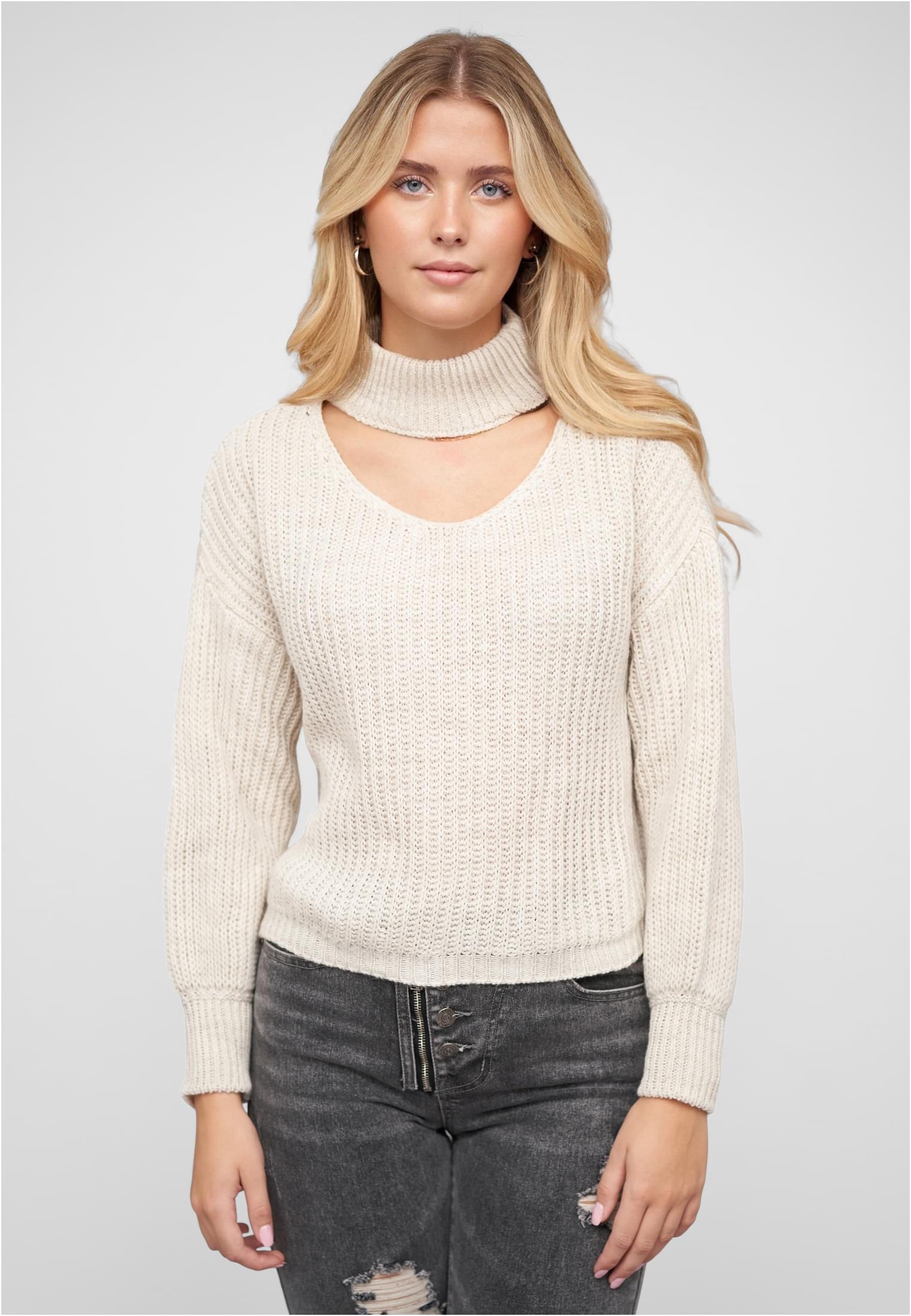 Pullover mit Stehrollkragen und V-Ausschnitt beige L - alternate variant 1
