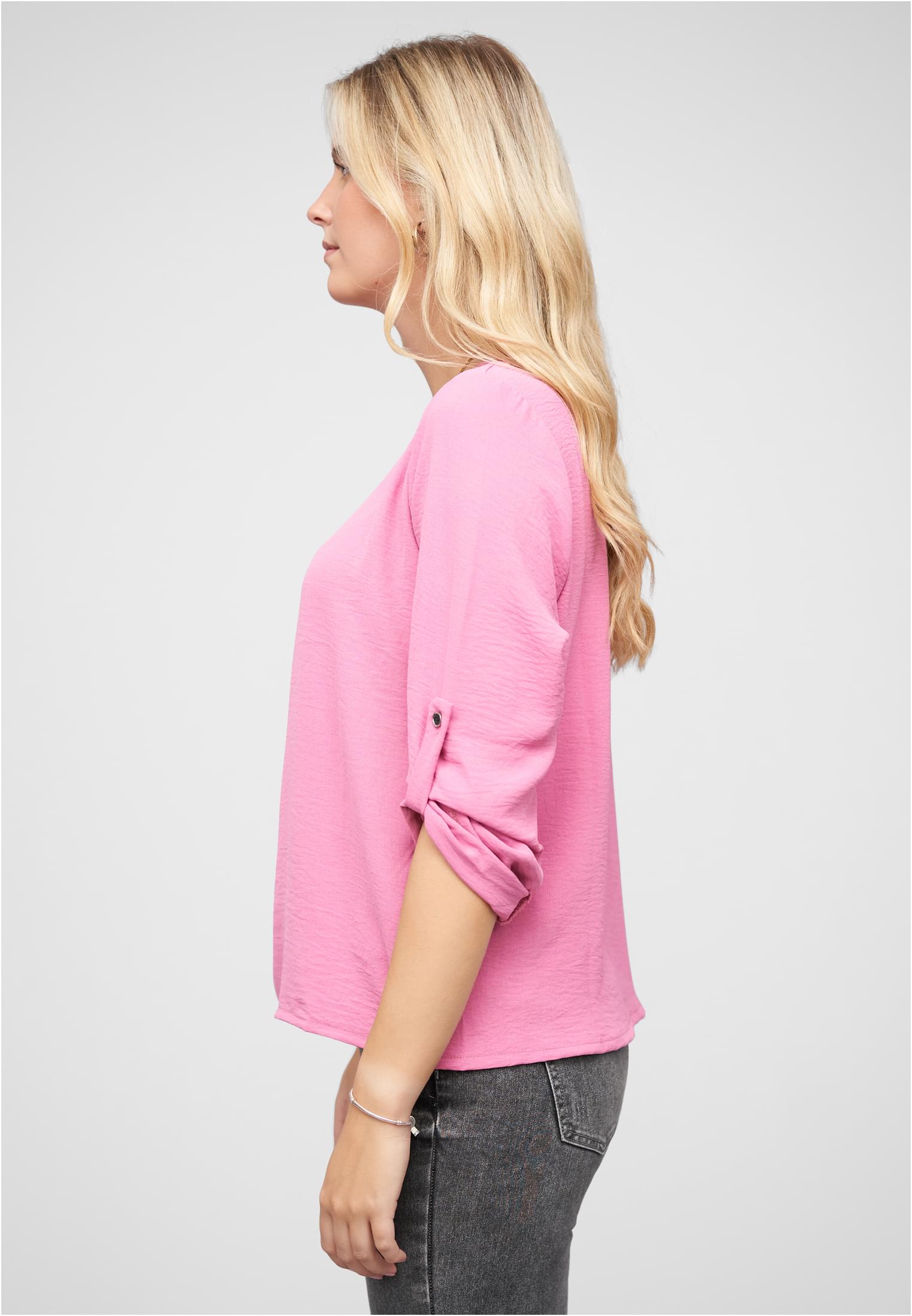 Turn-Up Blusen Shirt mit Raffdetail am Kragen - related product back image 9
