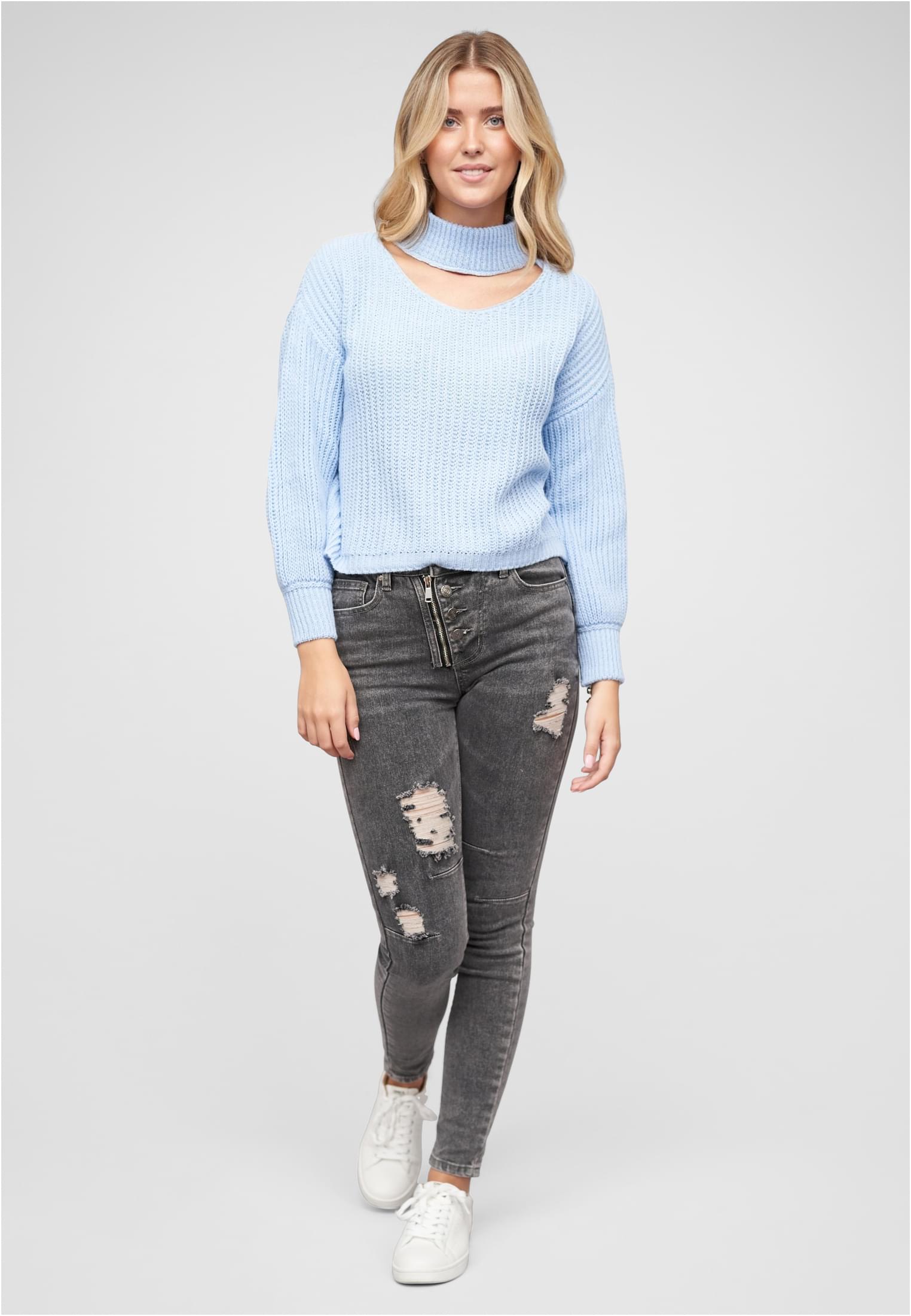 Pullover mit Stehrollkragen und V-Ausschnitt blue L - variant image 4