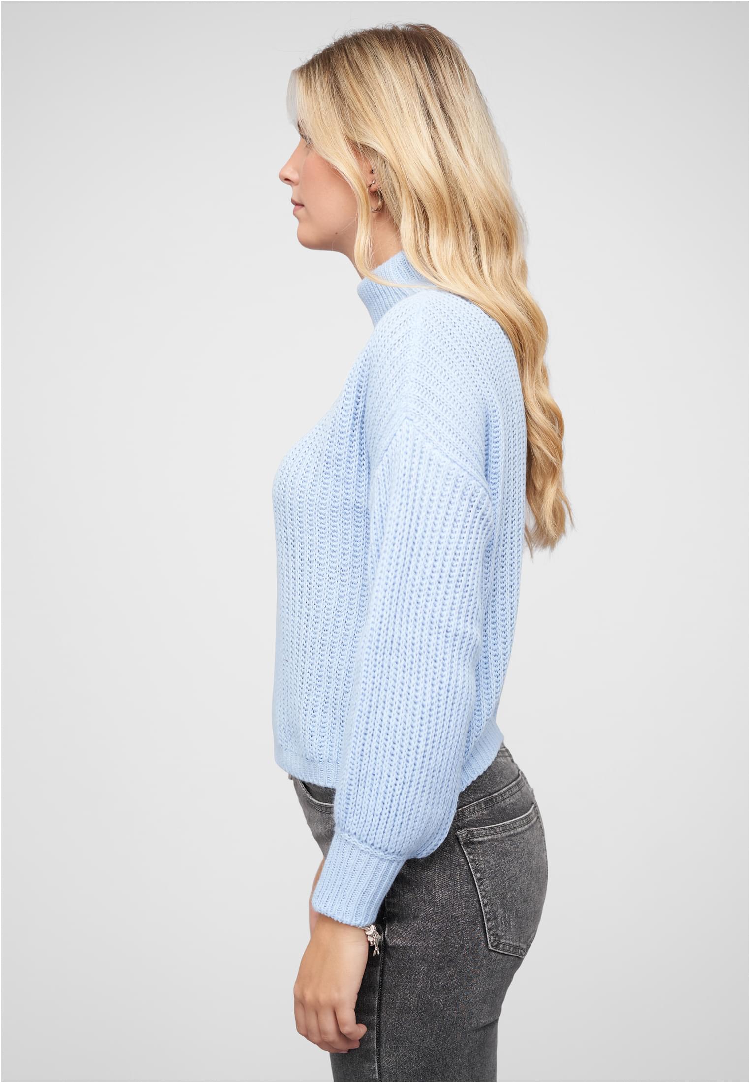 Pullover mit Stehrollkragen und V-Ausschnitt blue L - variant image 1
