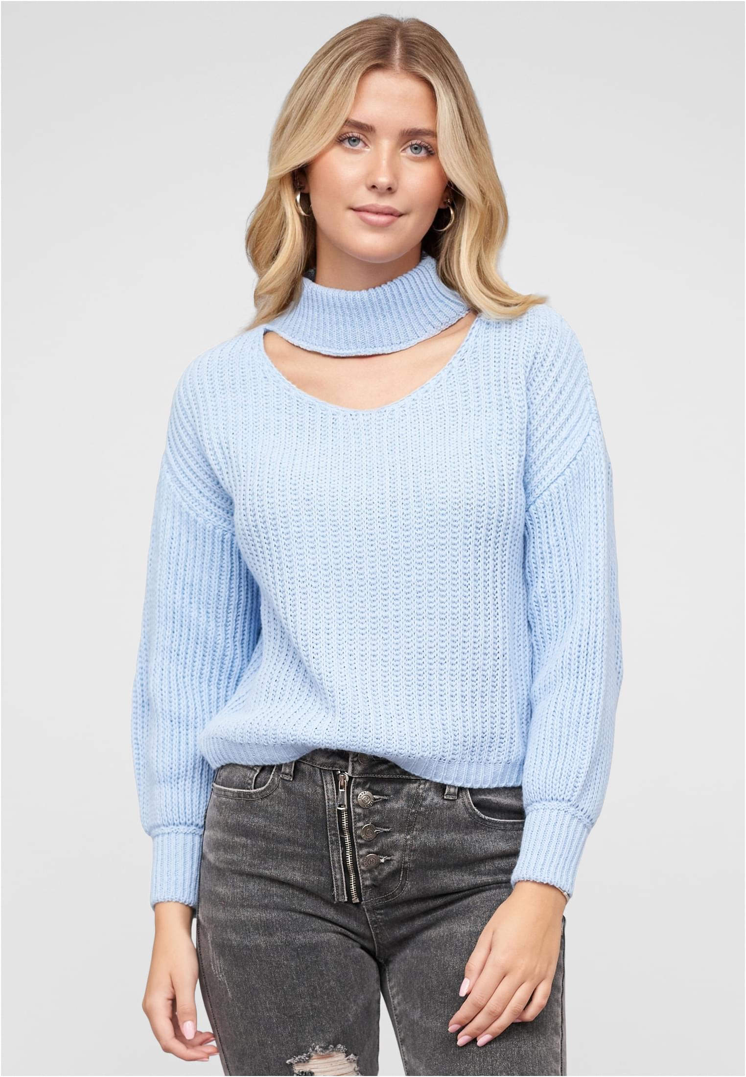 Pullover mit Stehrollkragen und V-Ausschnitt blue L - alternate variant 1