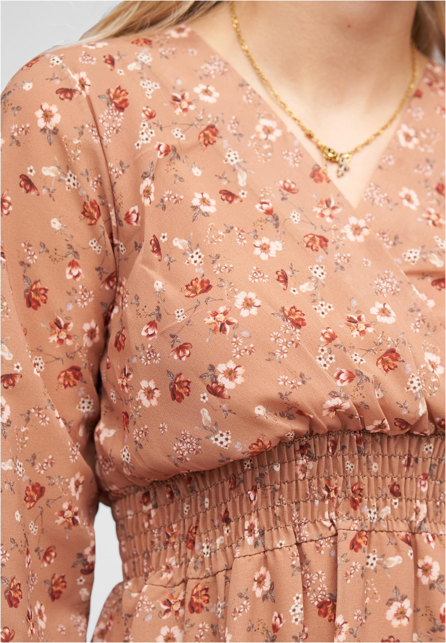 V-Neck Chiffon Kleid mit Taillengummizug nude L - variant image 5