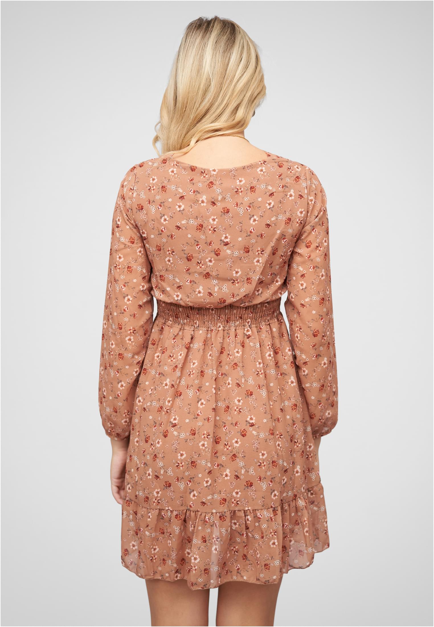 V-Neck Chiffon Kleid mit Taillengummizug nude L - variant image 2