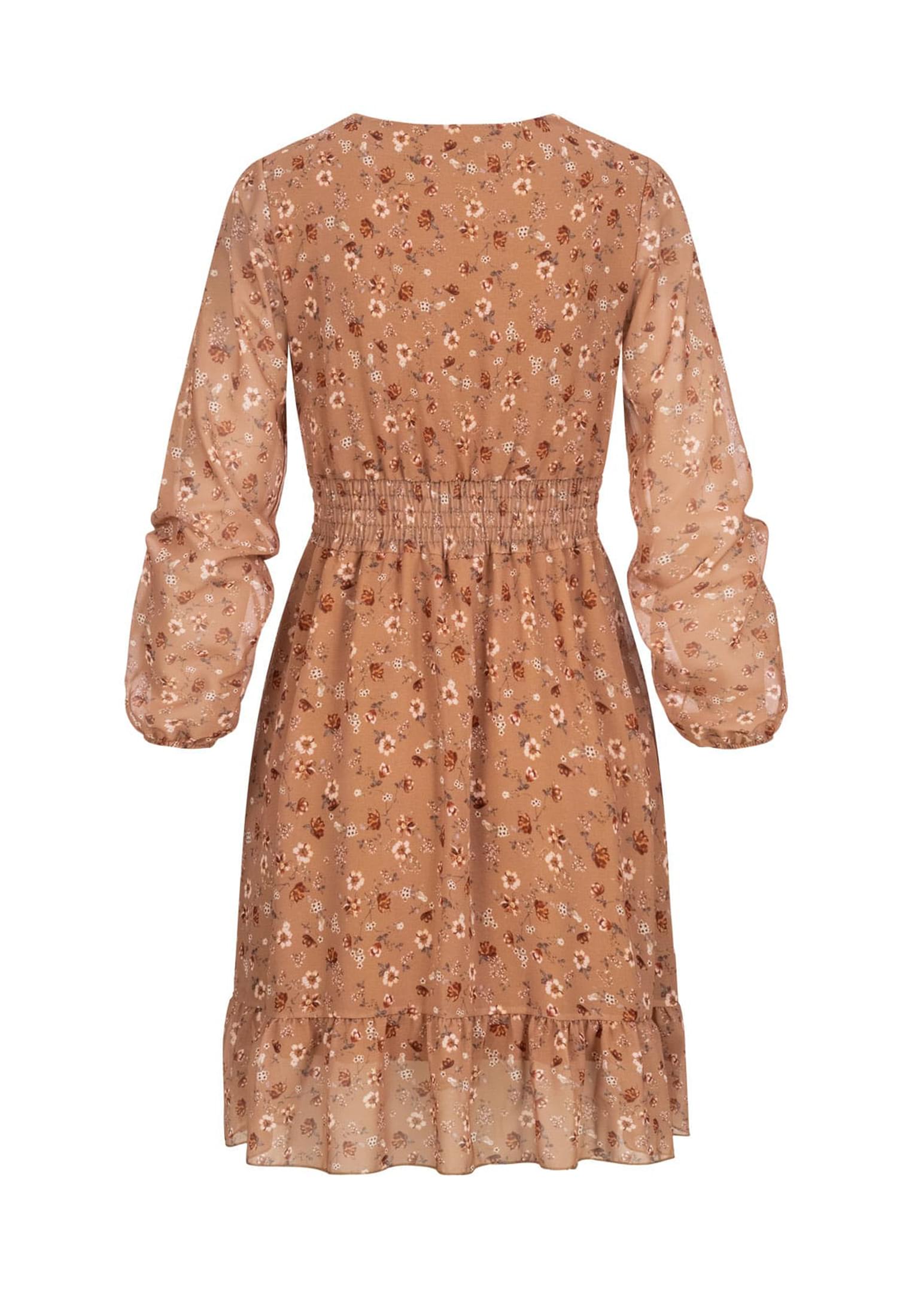 V-Neck Chiffon Kleid mit Taillengummizug nude L - variant image 7