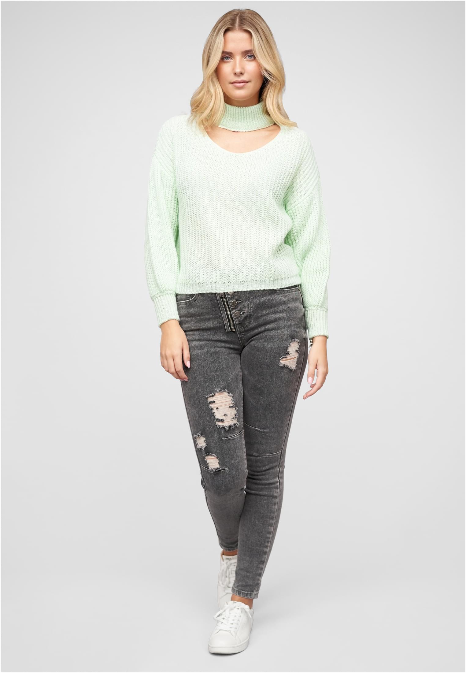 Pullover mit Stehrollkragen und V-Ausschnitt mint L - variant image 4