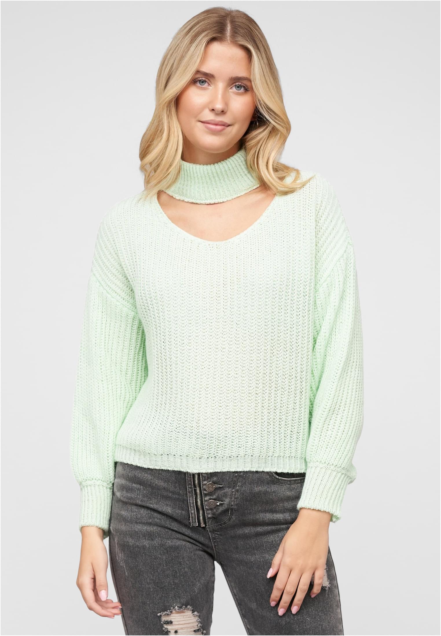Pullover mit Stehrollkragen und V-Ausschnitt mint L - alternate variant 1