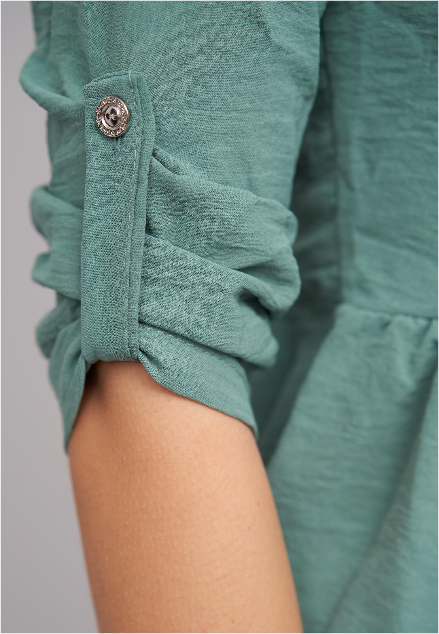 Turn-Up Schösschen Bluse mit Knopfleiste green L - variant image 5