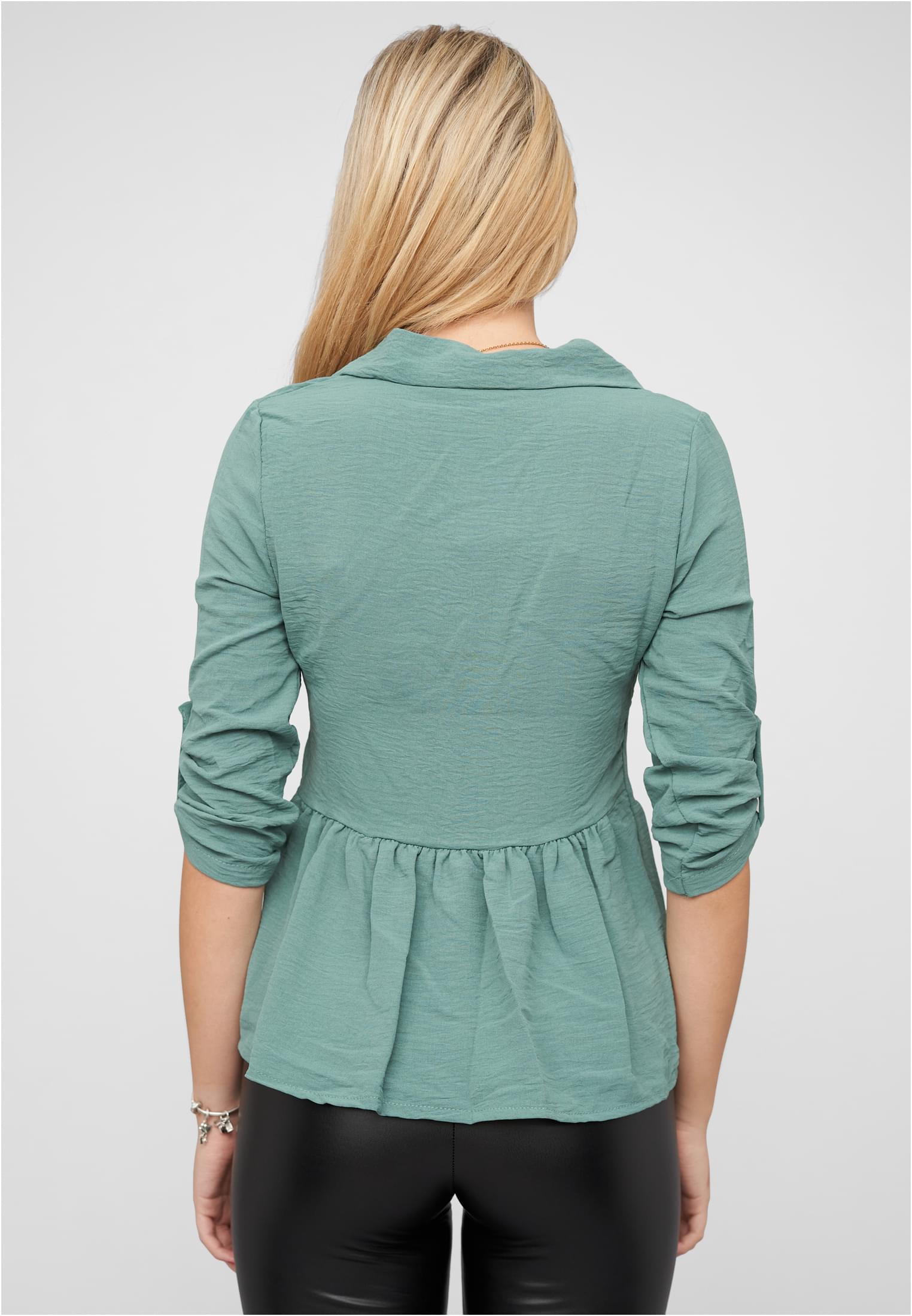 Turn-Up Schösschen Bluse mit Knopfleiste green L - variant image 2