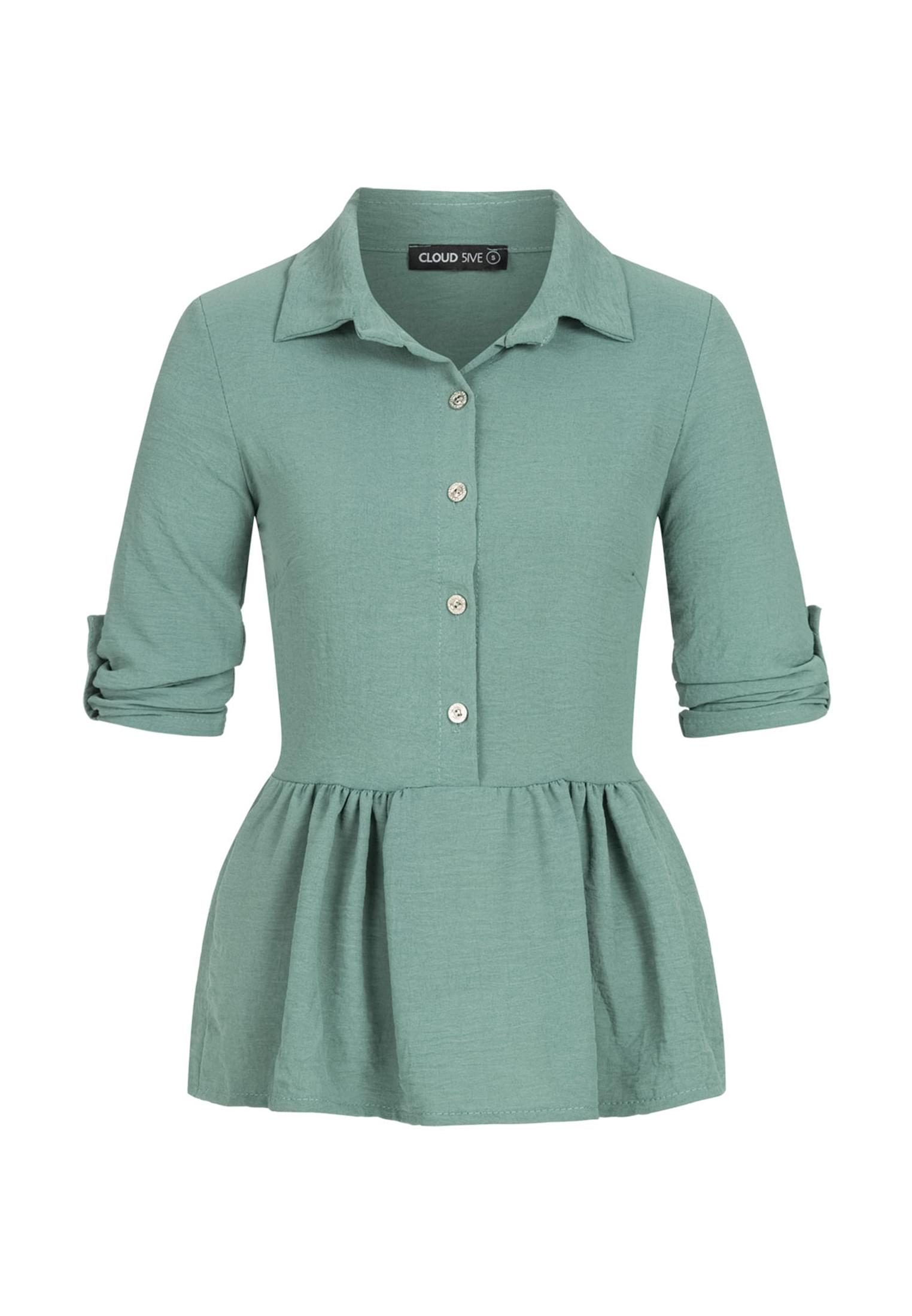 Turn-Up Schösschen Bluse mit Knopfleiste green L - variant image 6