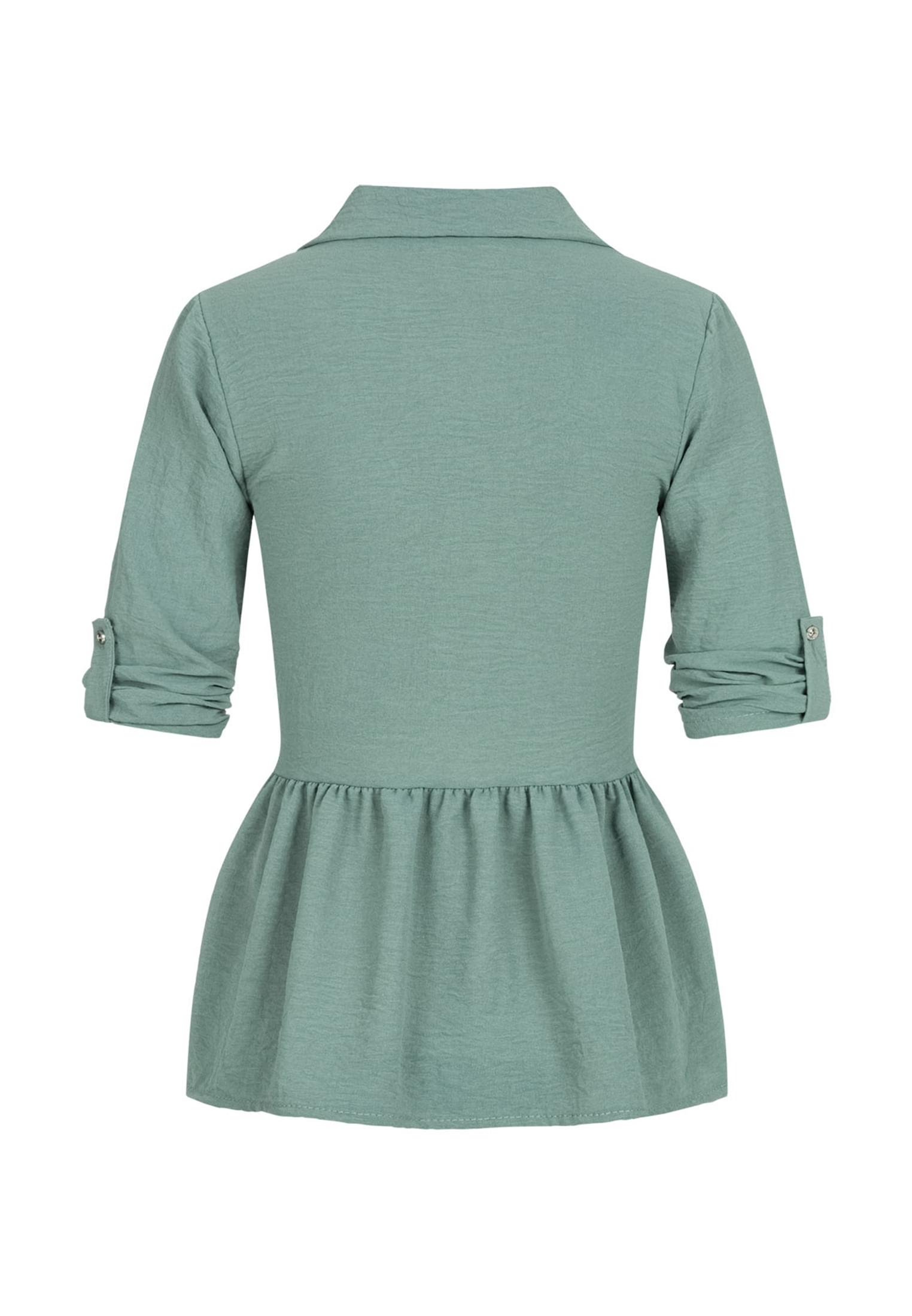 Turn-Up Schösschen Bluse mit Knopfleiste green L - variant image 7