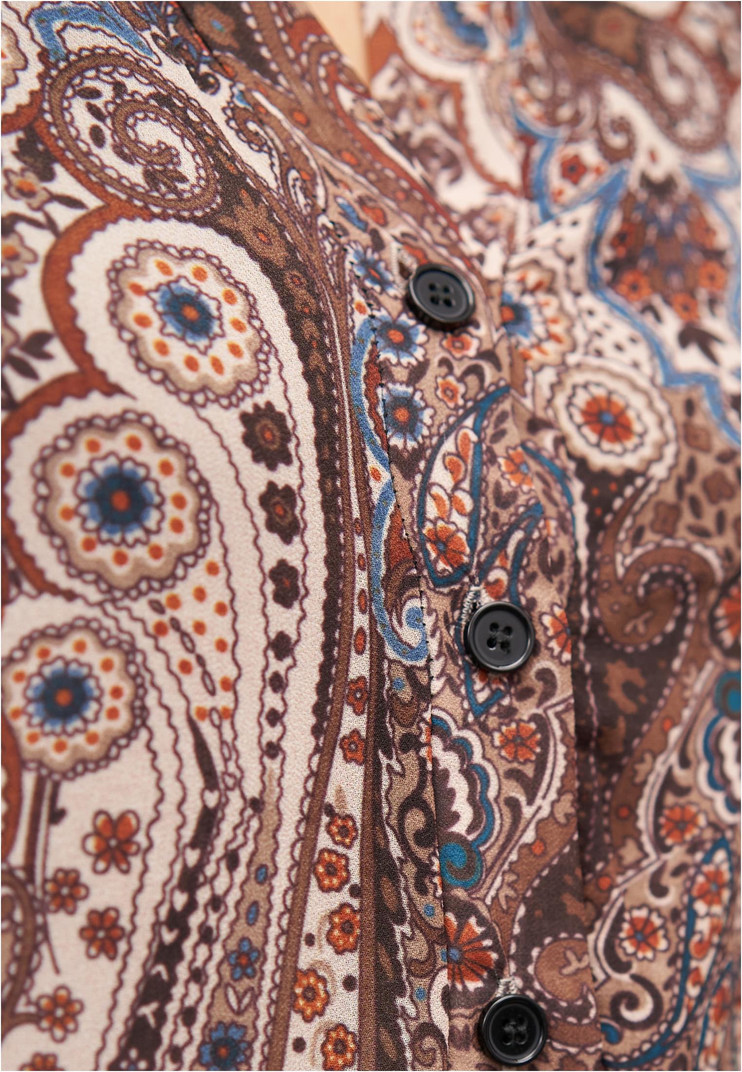 V-Neck Kleid mit Knopfleiste Paisley Print 2-lagig brown/beige L - variant image 5