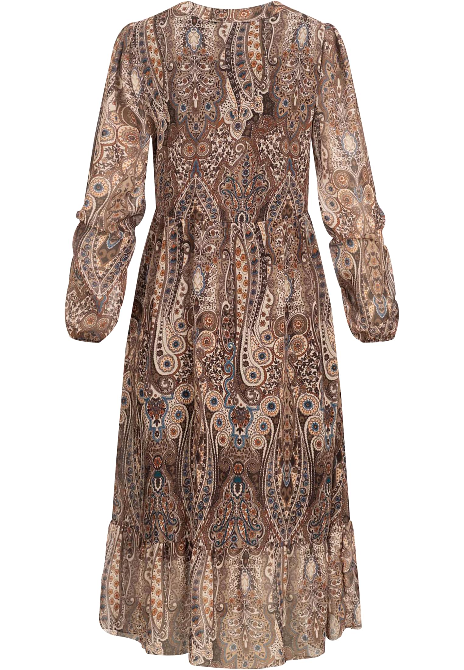 V-Neck Kleid mit Knopfleiste Paisley Print 2-lagig brown/beige L - variant image 7