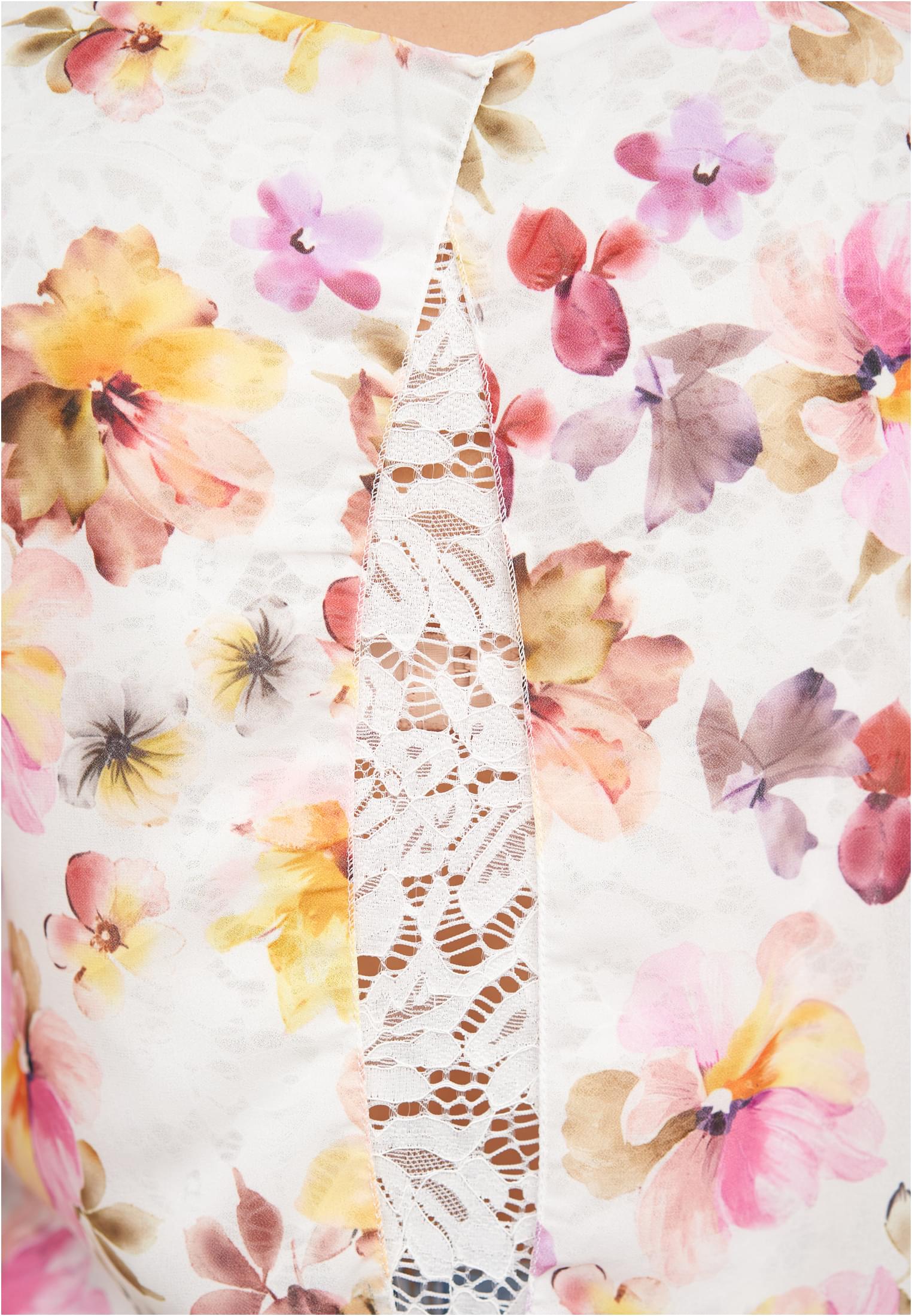 Chiffon Top mit Allover Spitze hinten & Floralem Print white L - variant image 5