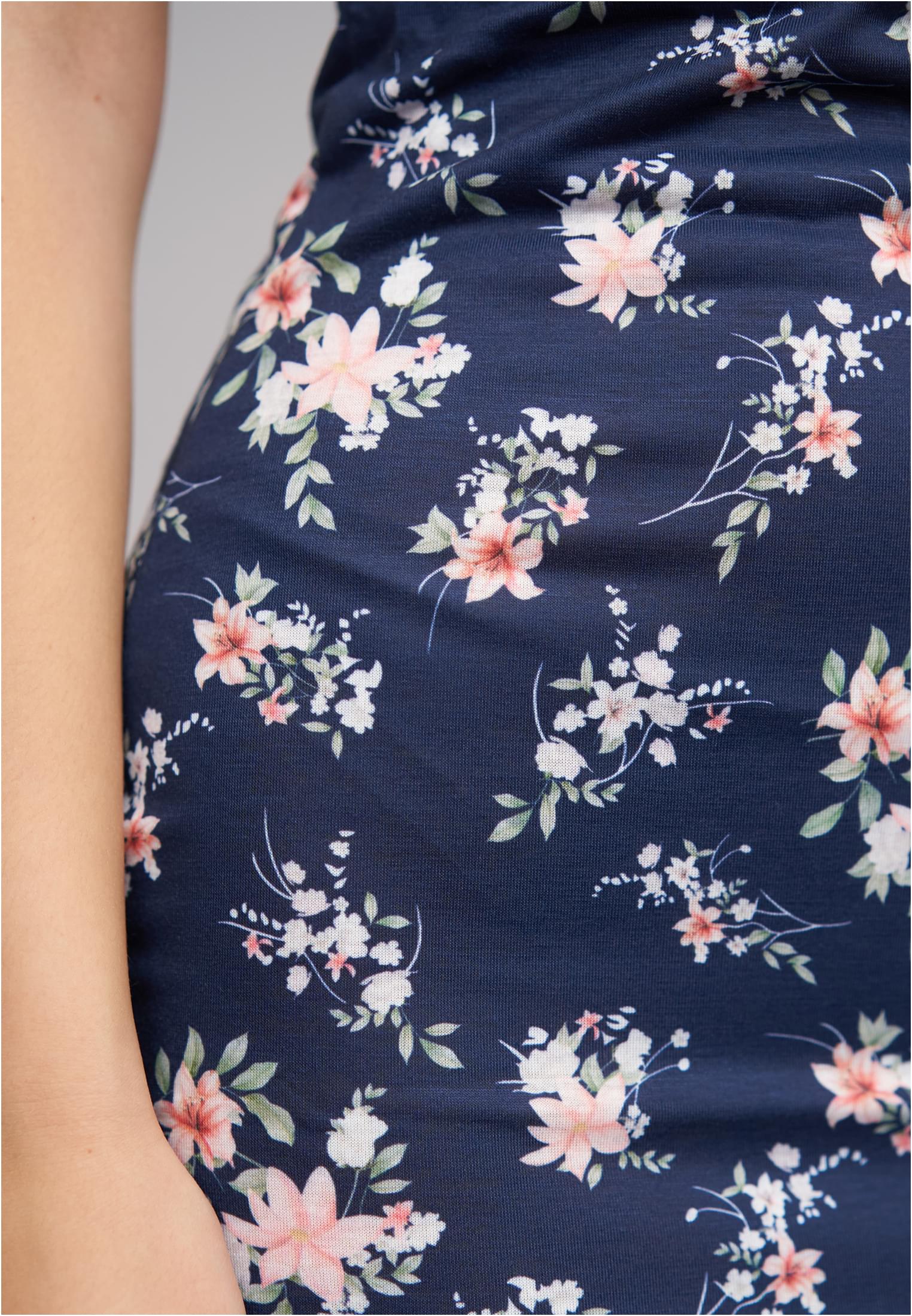 Kurzes Viskose Trägerkleid mit Blumen Print navy L - variant image 5