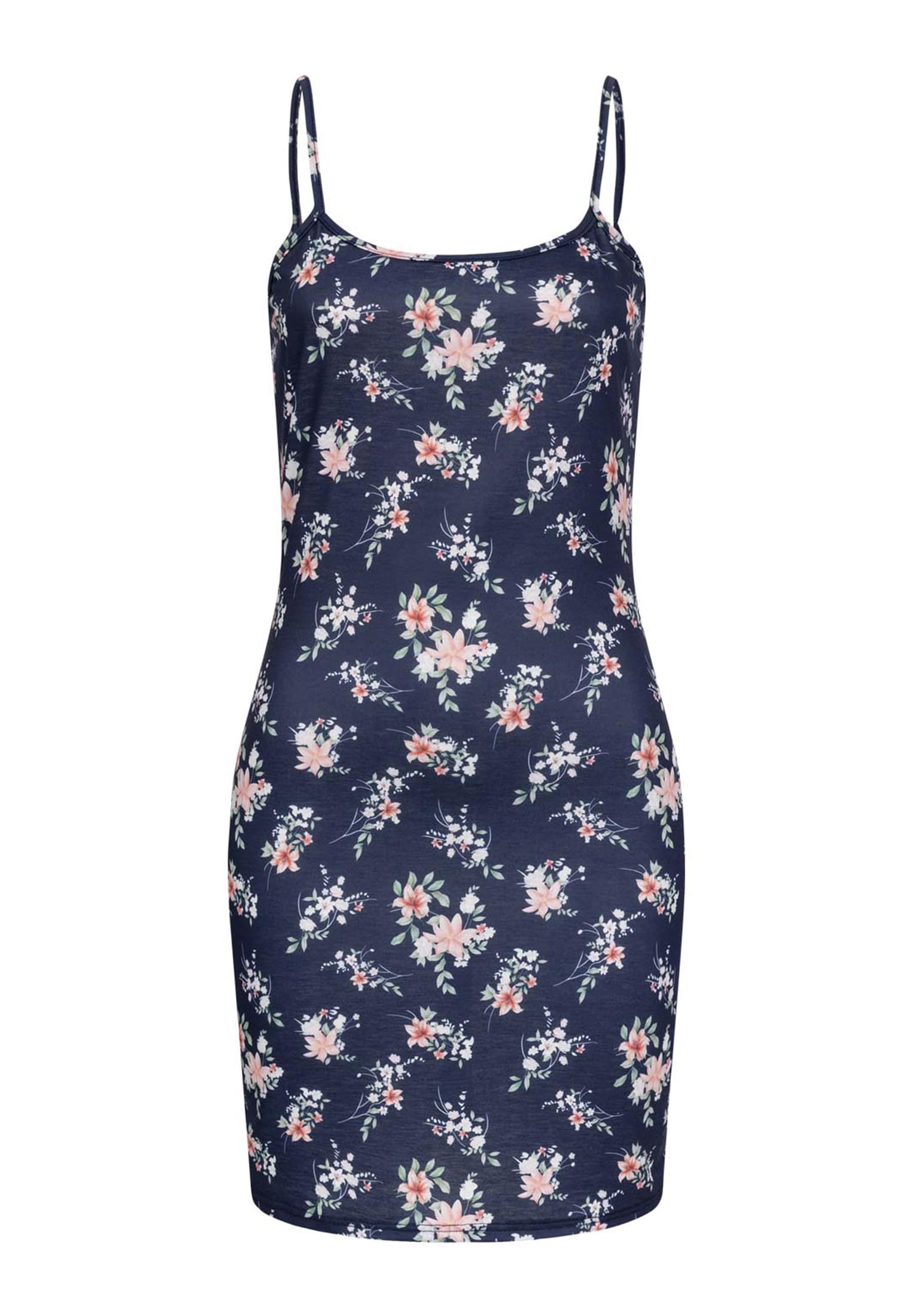 Kurzes Viskose Trägerkleid mit Blumen Print navy L - variant image 6