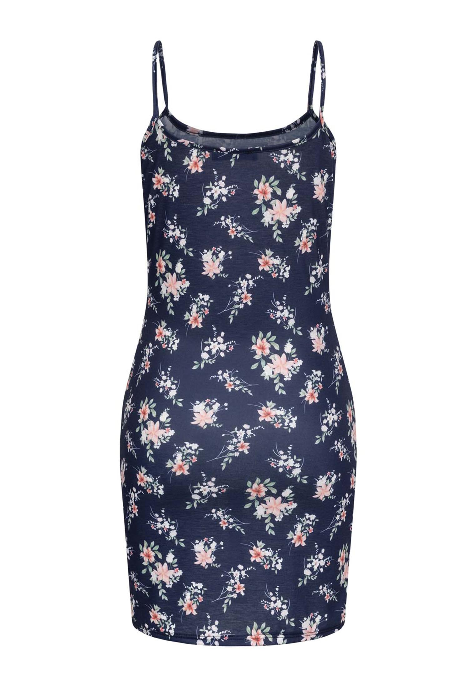 Kurzes Viskose Trägerkleid mit Blumen Print navy L - variant image 7