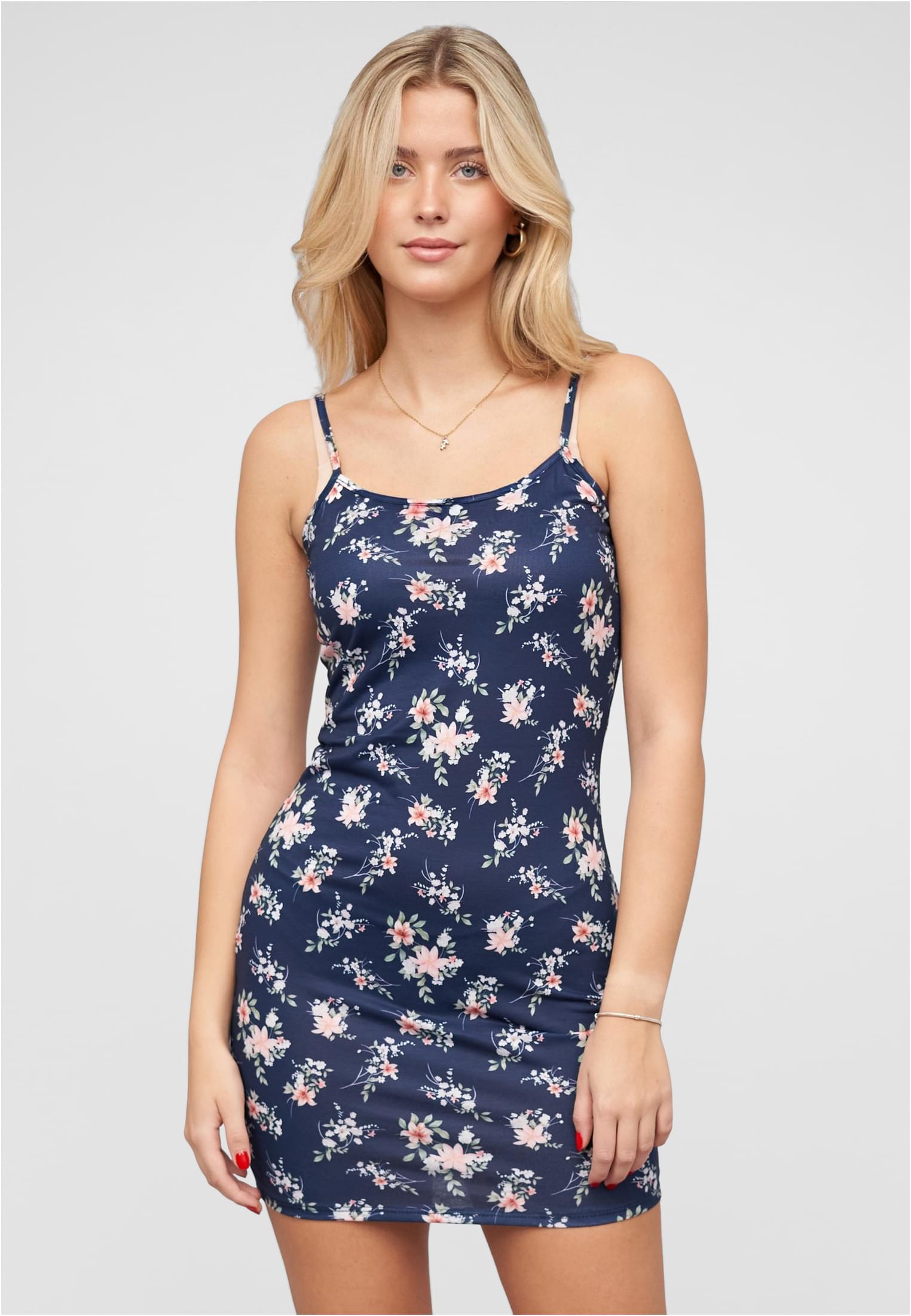 Kurzes Viskose Trägerkleid mit Blumen Print navy L - alternate variant 1