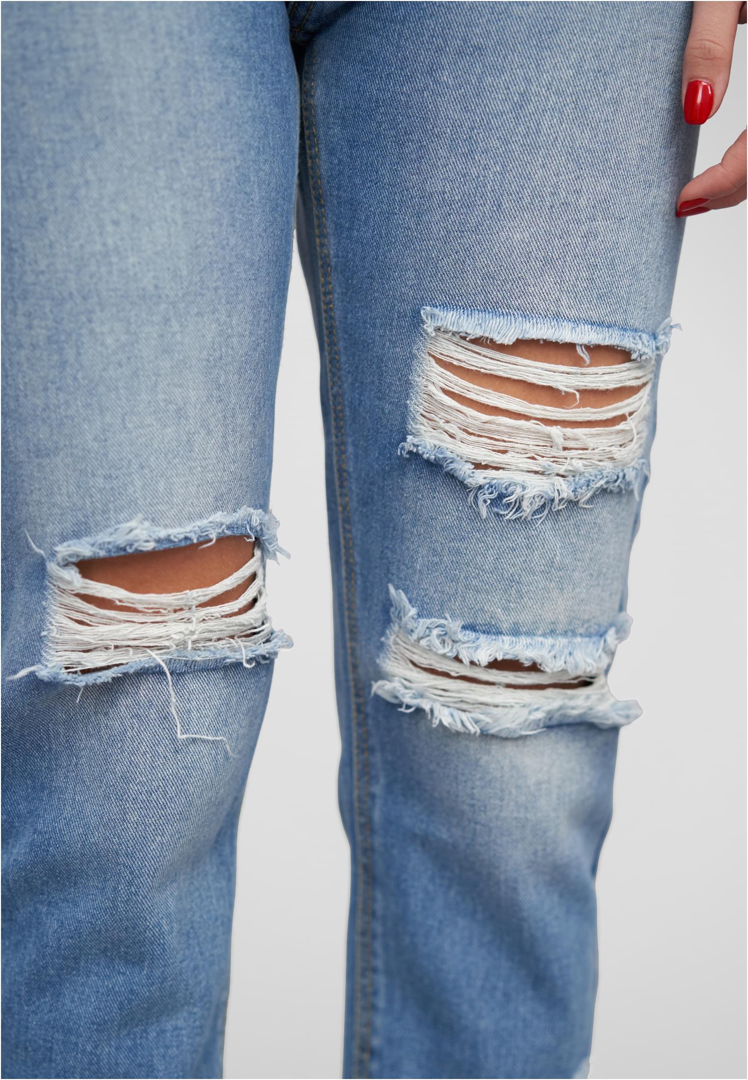 High-Waist Boyfriend Destroyed Jeans Hose 5-Pockets blue denim L - variant image 5