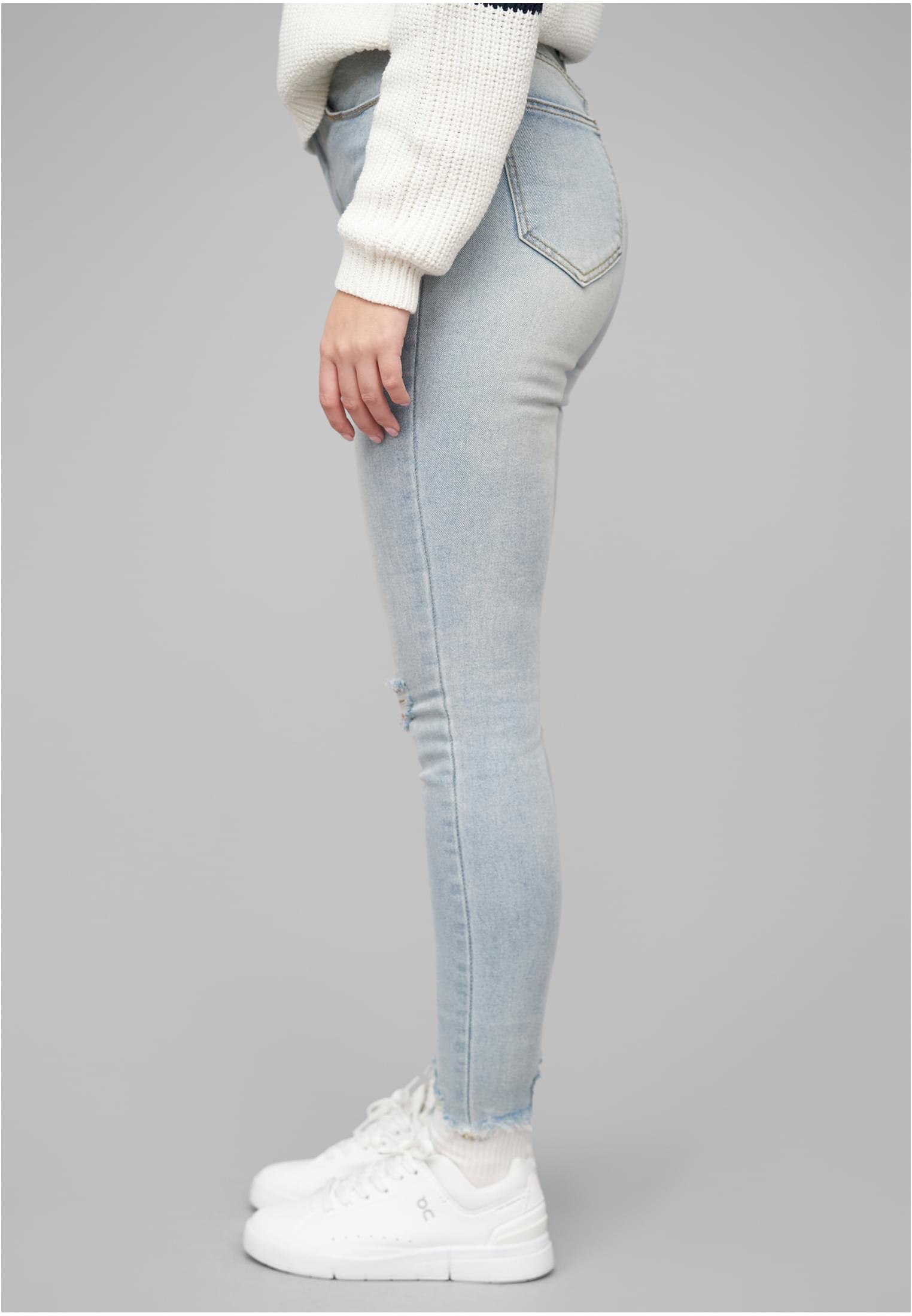 High-Waist Skinny Jeans Hose mit Destroy Details 5 Pockets medium blue L - variant image 1