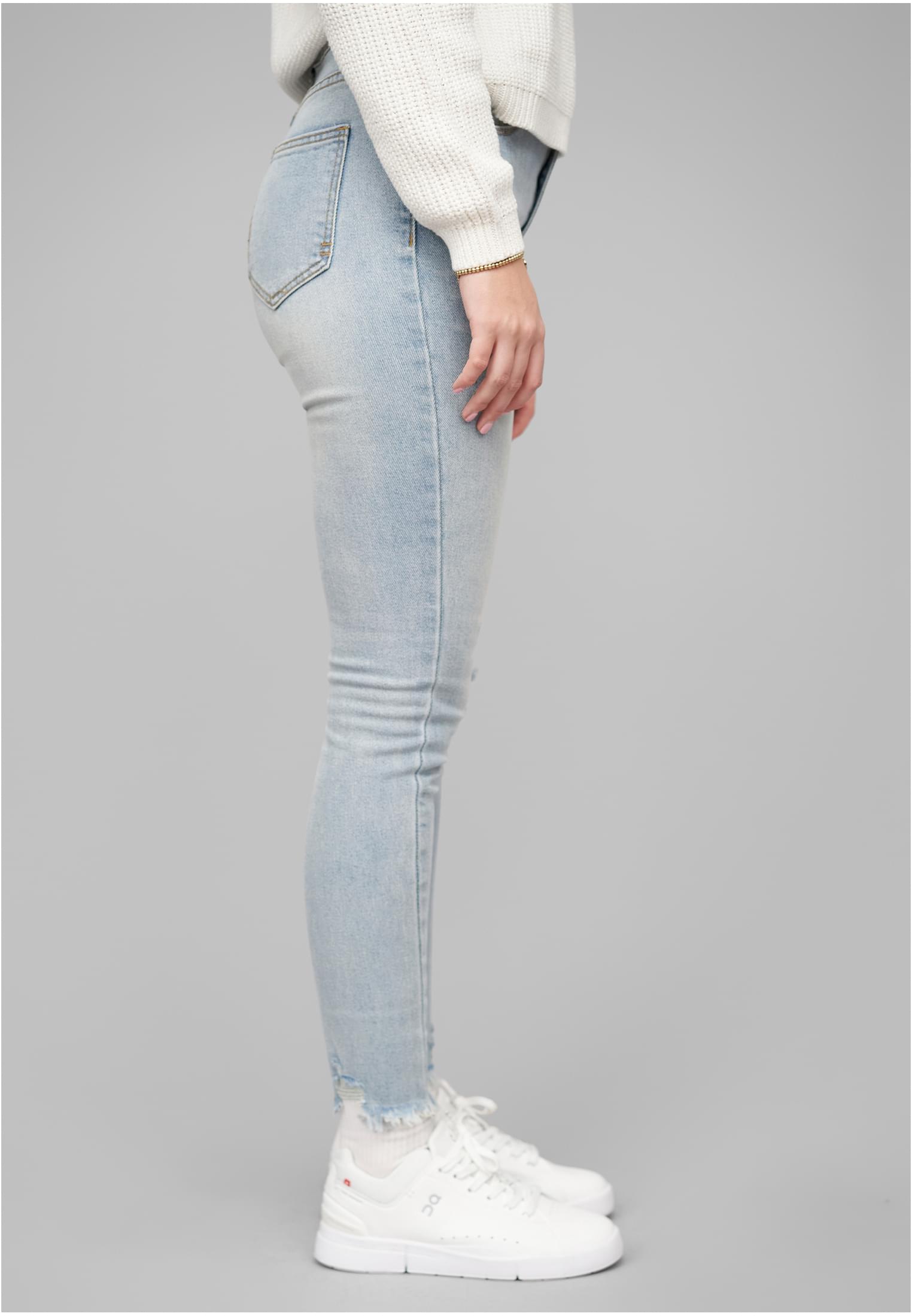 High-Waist Skinny Jeans Hose mit Destroy Details 5 Pockets medium blue L - variant image 3