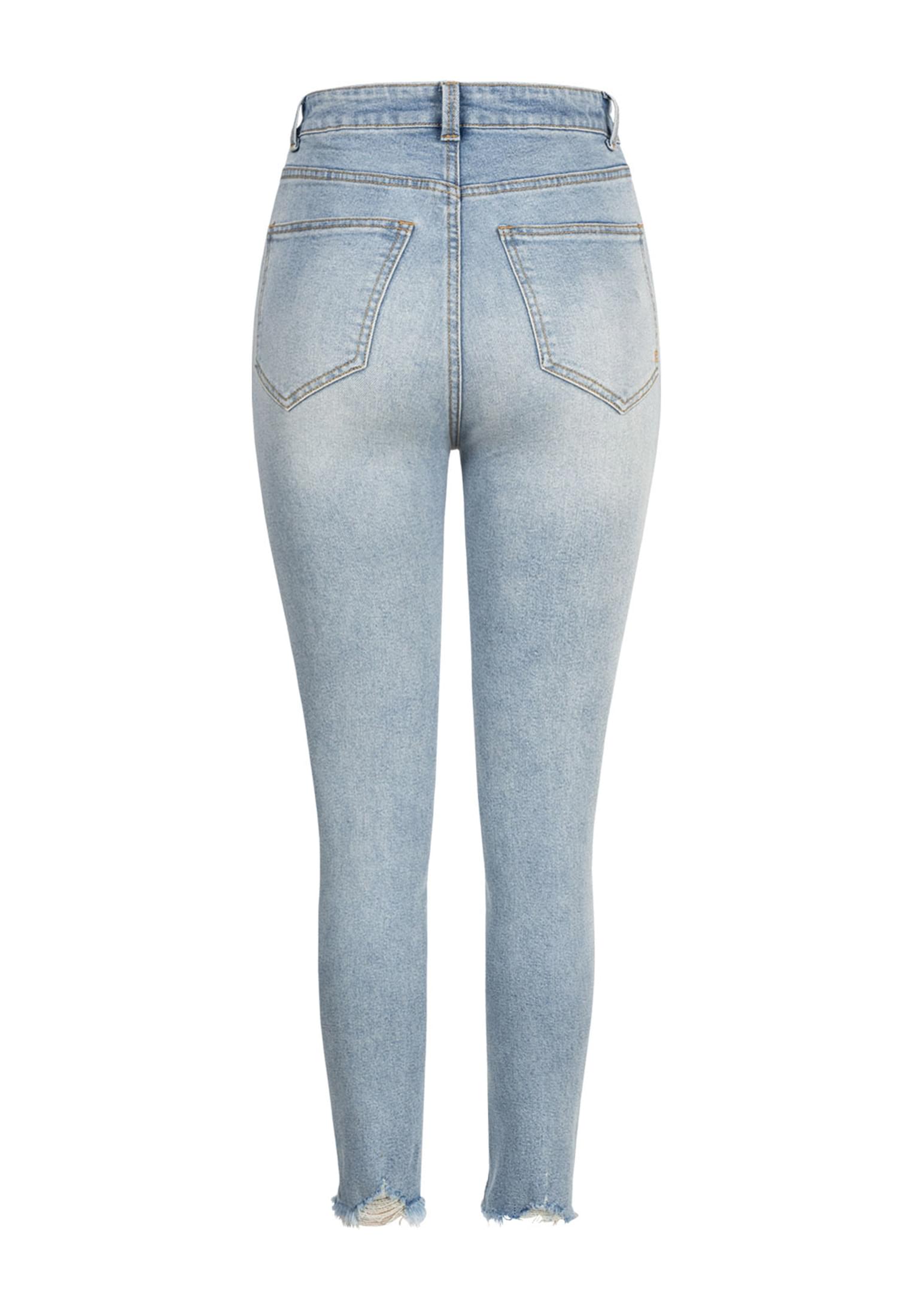 High-Waist Skinny Jeans Hose mit Destroy Details 5 Pockets medium blue L - variant image 6
