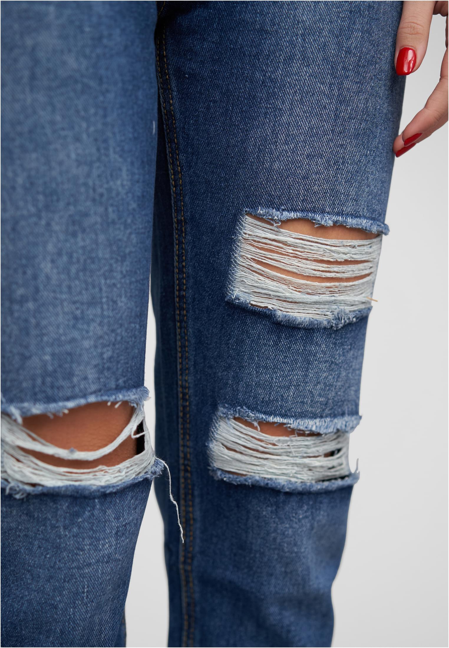 Pantalones vaqueros de corte ajustado con rotos, 5 bolsillos, azul denim.
 - variant image 5