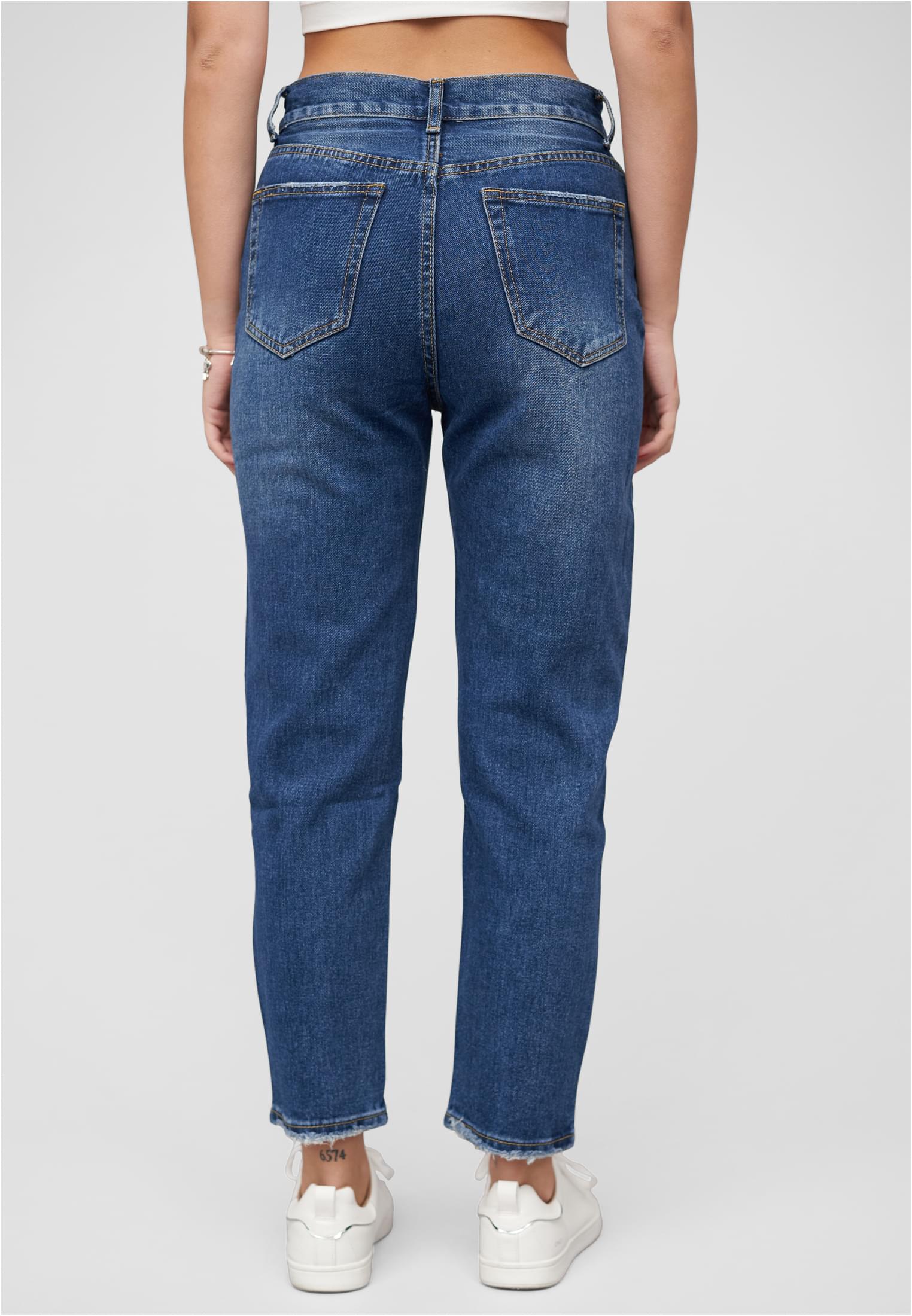 Pantalones vaqueros de corte ajustado con rotos, 5 bolsillos, azul denim.
 - variant image 2