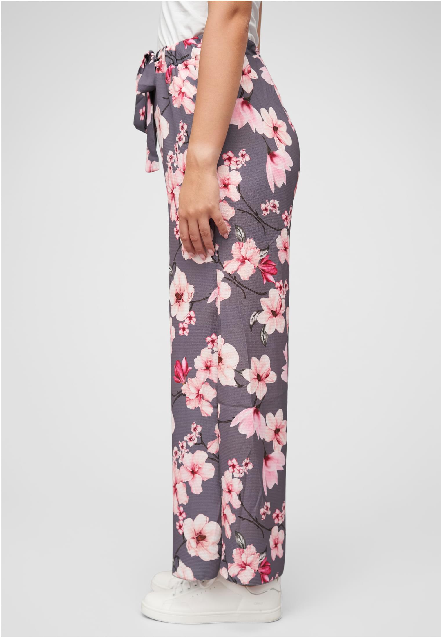 High-Waist Sommerhose mit Blumen Print grey L - variant image 1