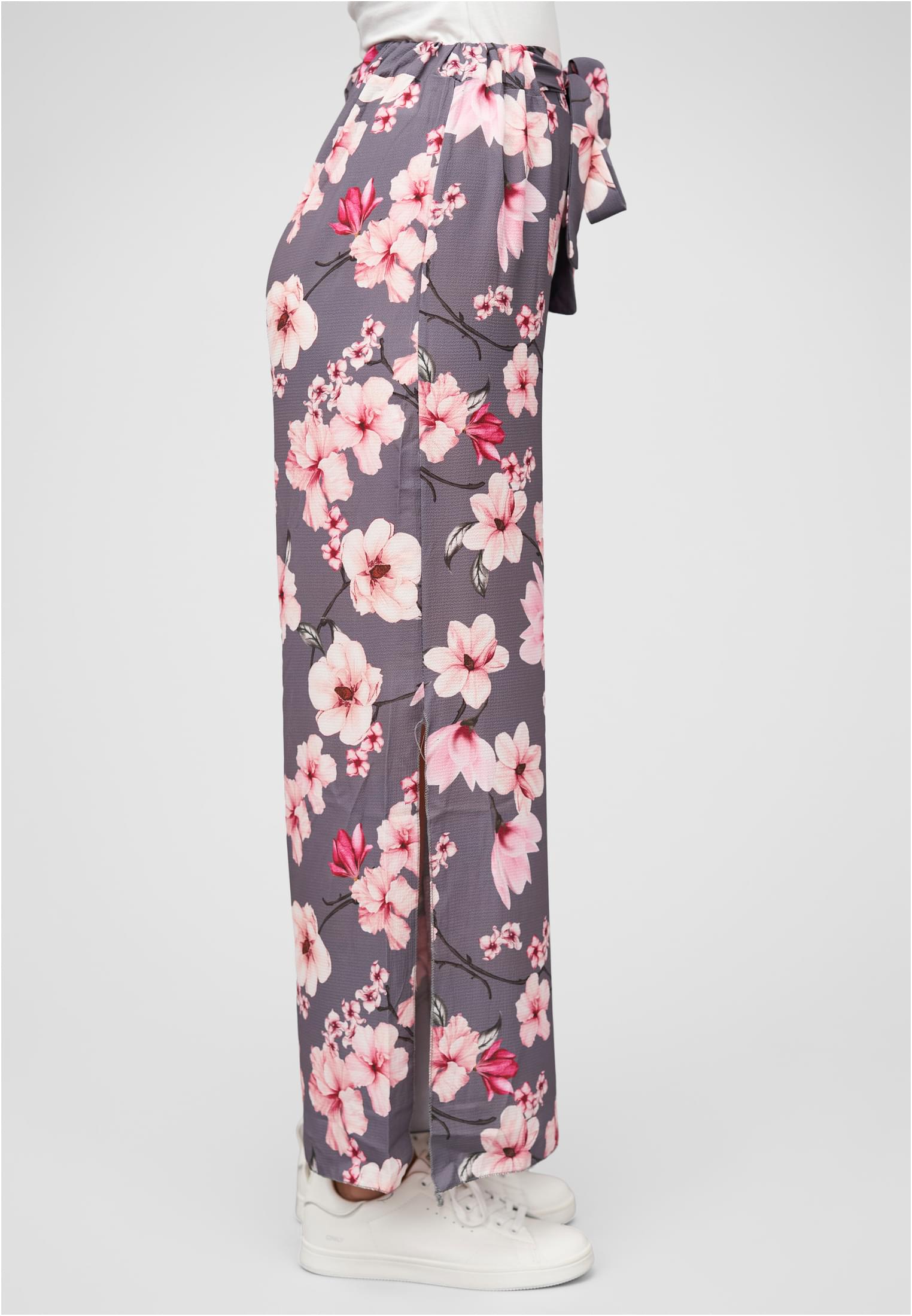 High-Waist Sommerhose mit Blumen Print grey L - variant image 3
