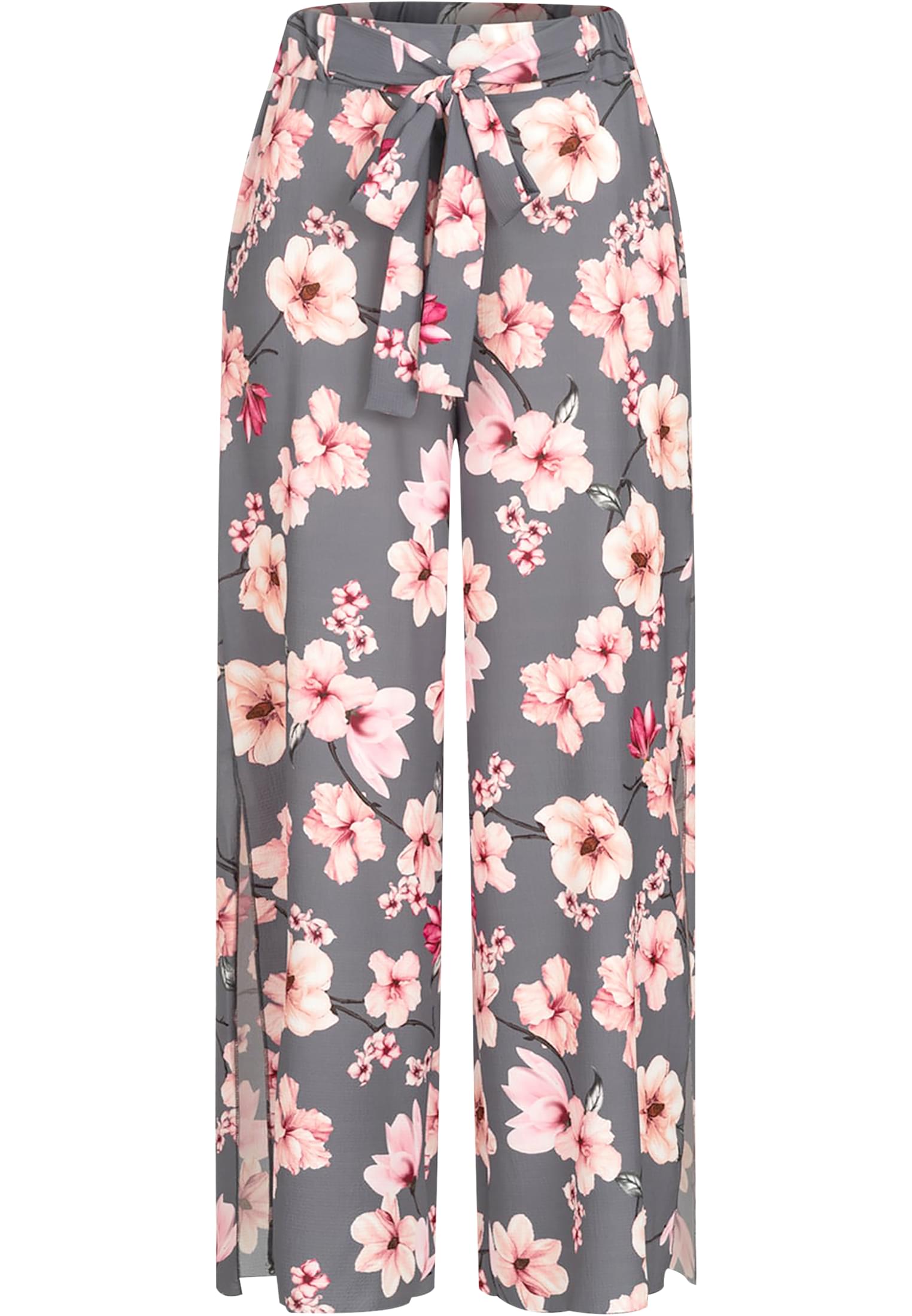 High-Waist Sommerhose mit Blumen Print grey L - variant image 6